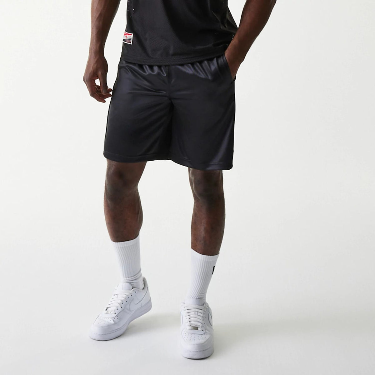 New Era Retro Sports Black Mesh Shorts-kentox