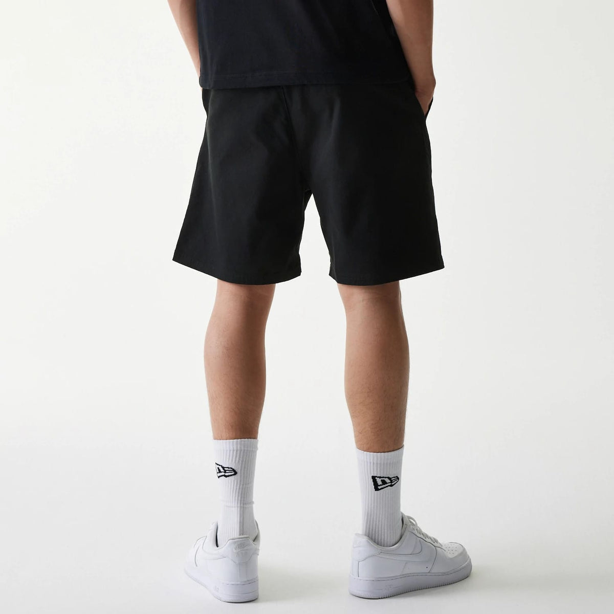 New Era Japan Woven Black Shorts-kentox