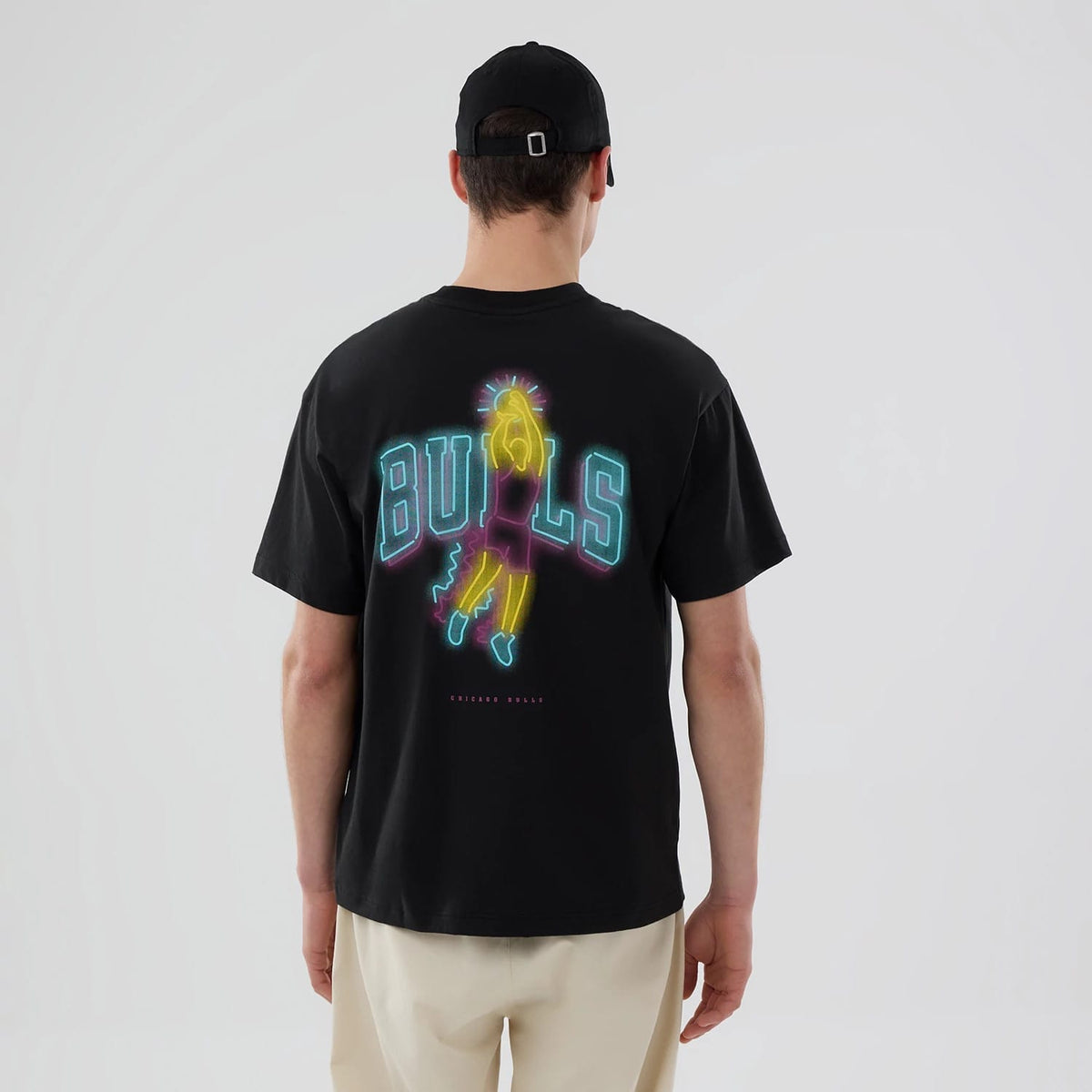 Chicago Bulls NBA Neon Light Black T-Shirt-kentox