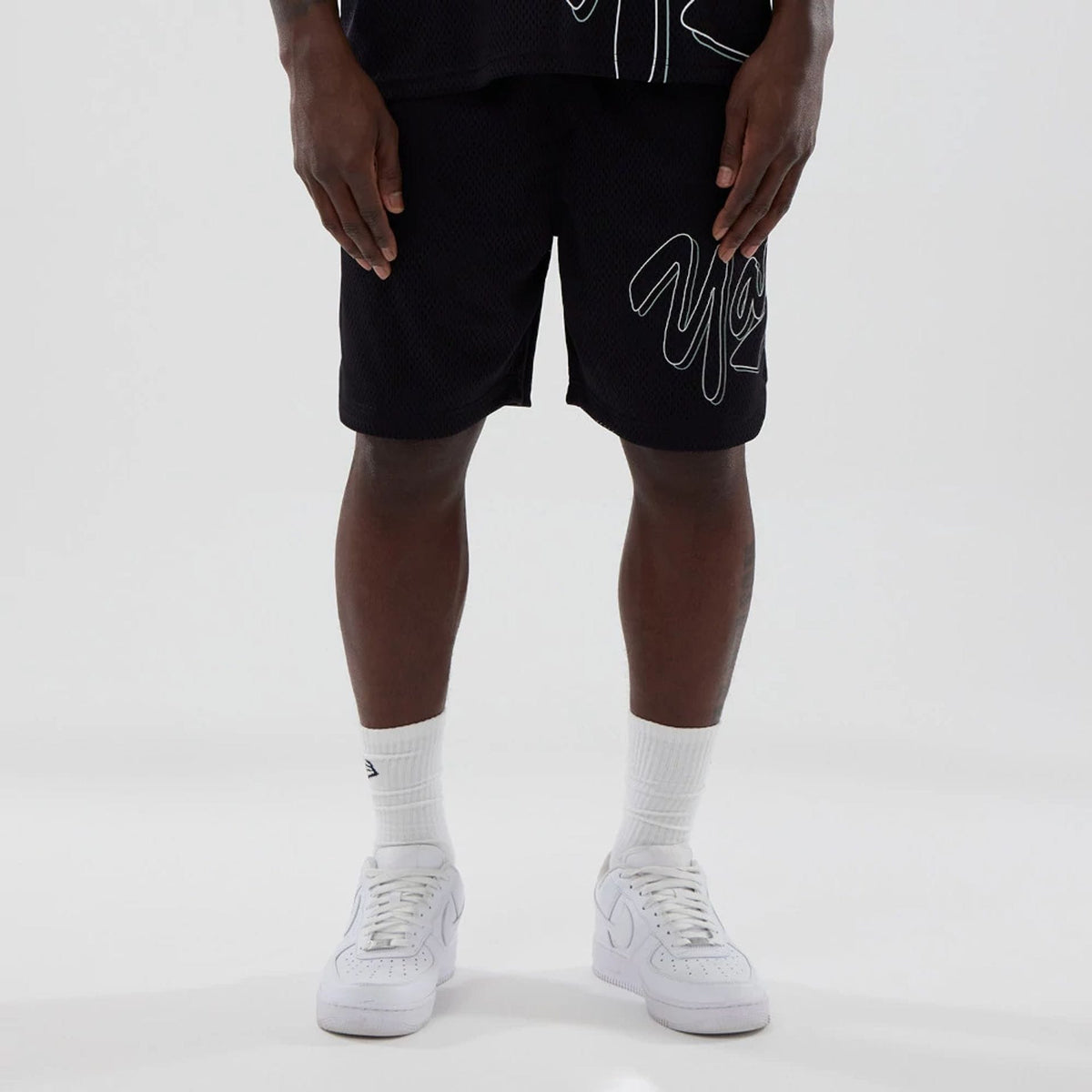 New York Yankees MLB Mix League Black Oversized Mesh Shorts-kentox