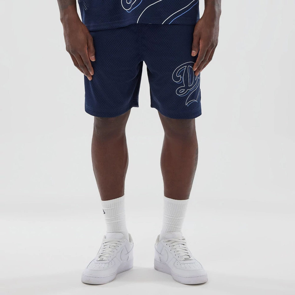 LA Dodgers MLB Mix League Blue Oversized Mesh Shorts-kentox