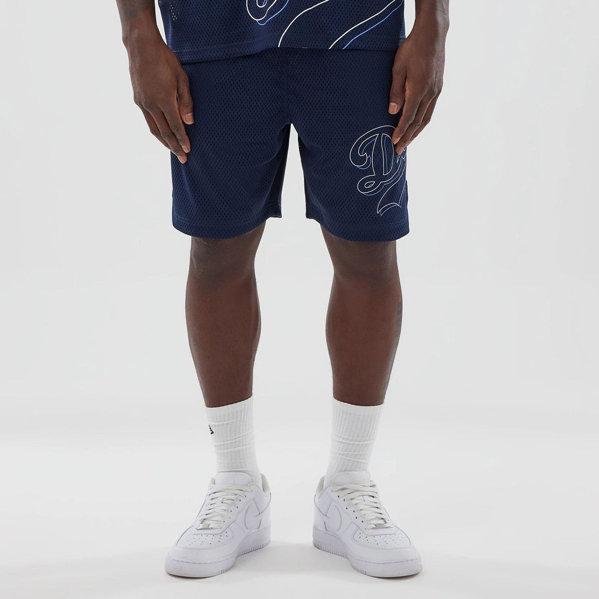 LA Dodgers MLB Mix League Blue Oversized Mesh Shorts-kentox