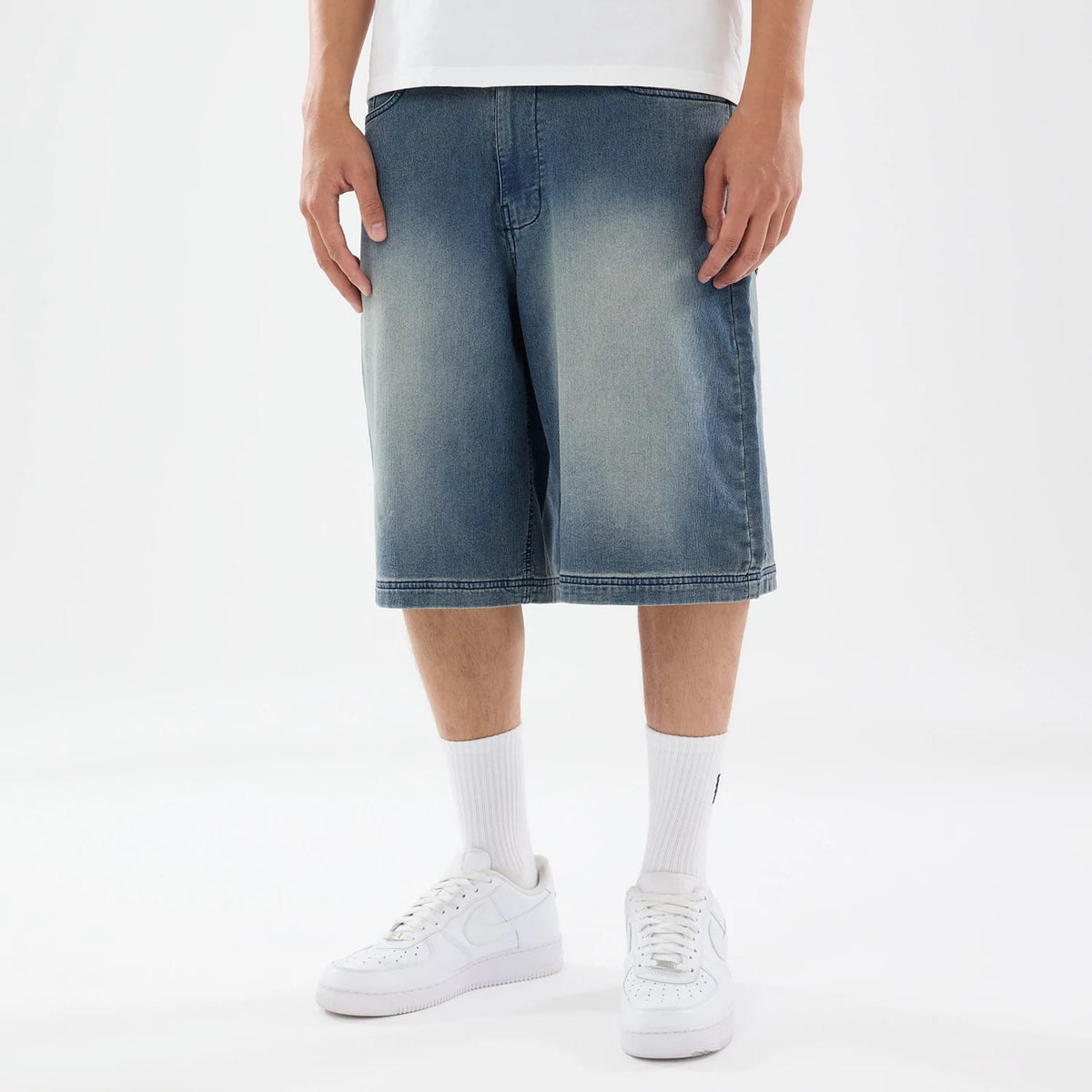 New Era Washed Blue Bermuda Shorts-kentox