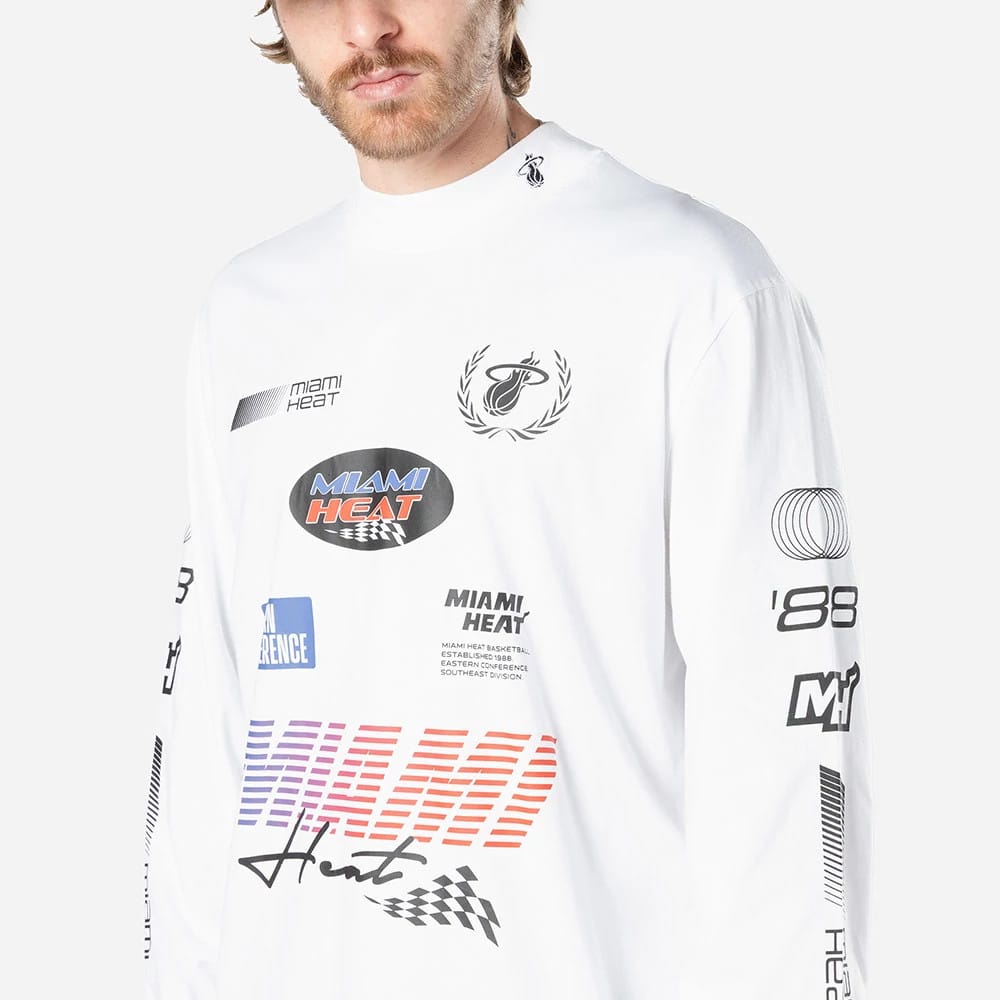 Miami Heat Modern Driver White Long Sleeve T-Shirt-kentox