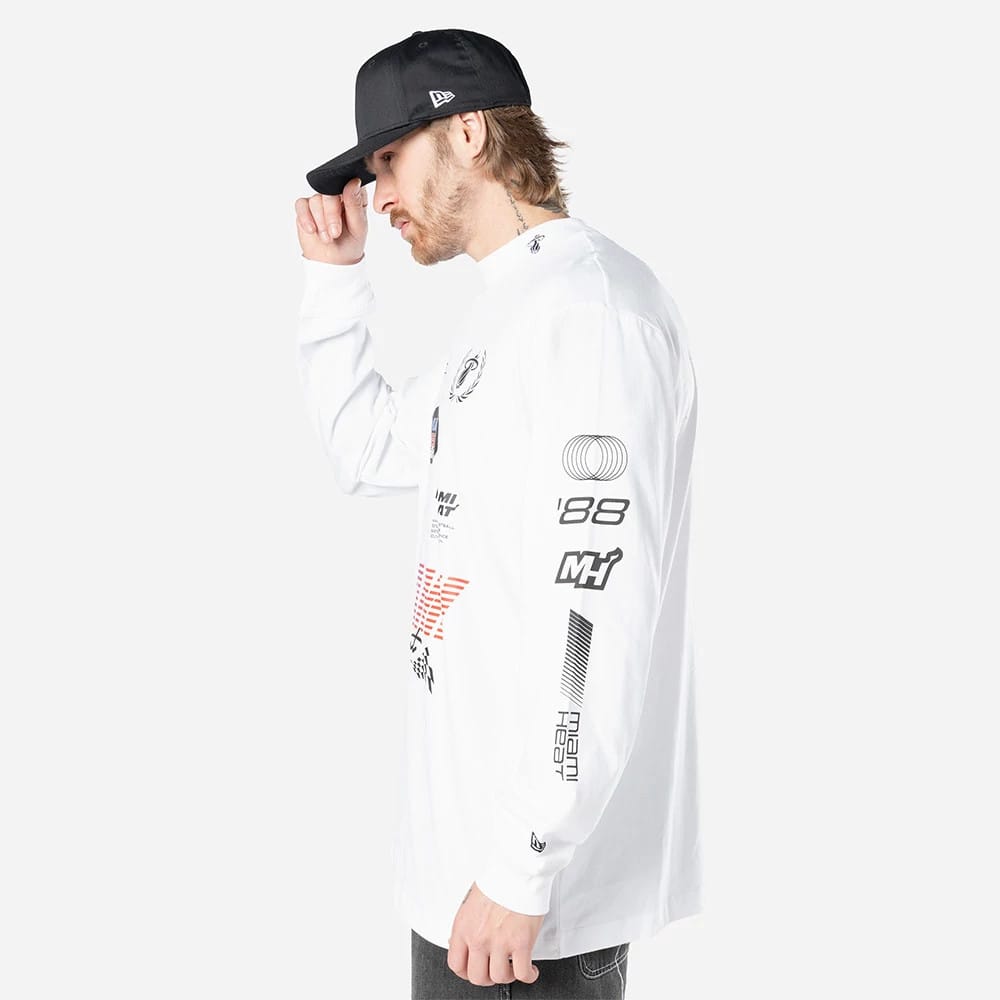Miami Heat Modern Driver White Long Sleeve T-Shirt-kentox