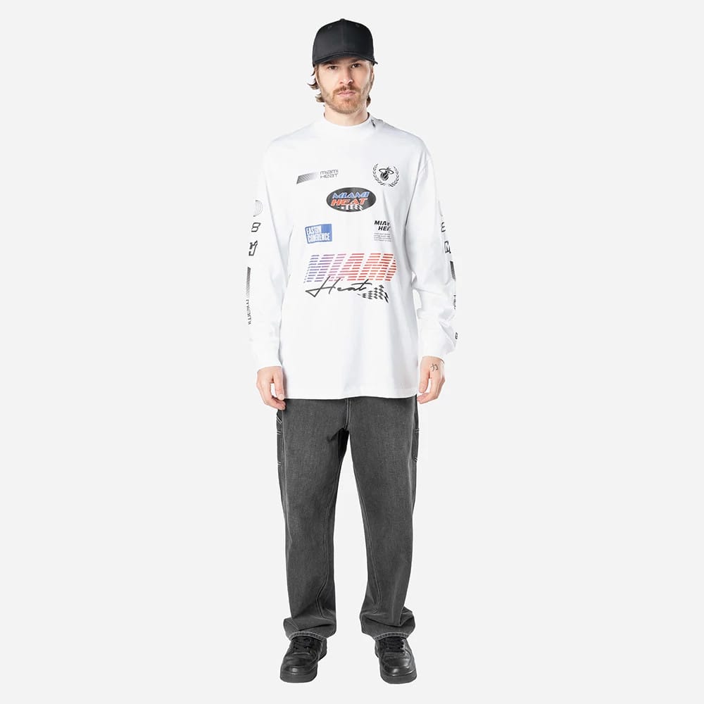 Miami Heat Modern Driver White Long Sleeve T-Shirt-kentox