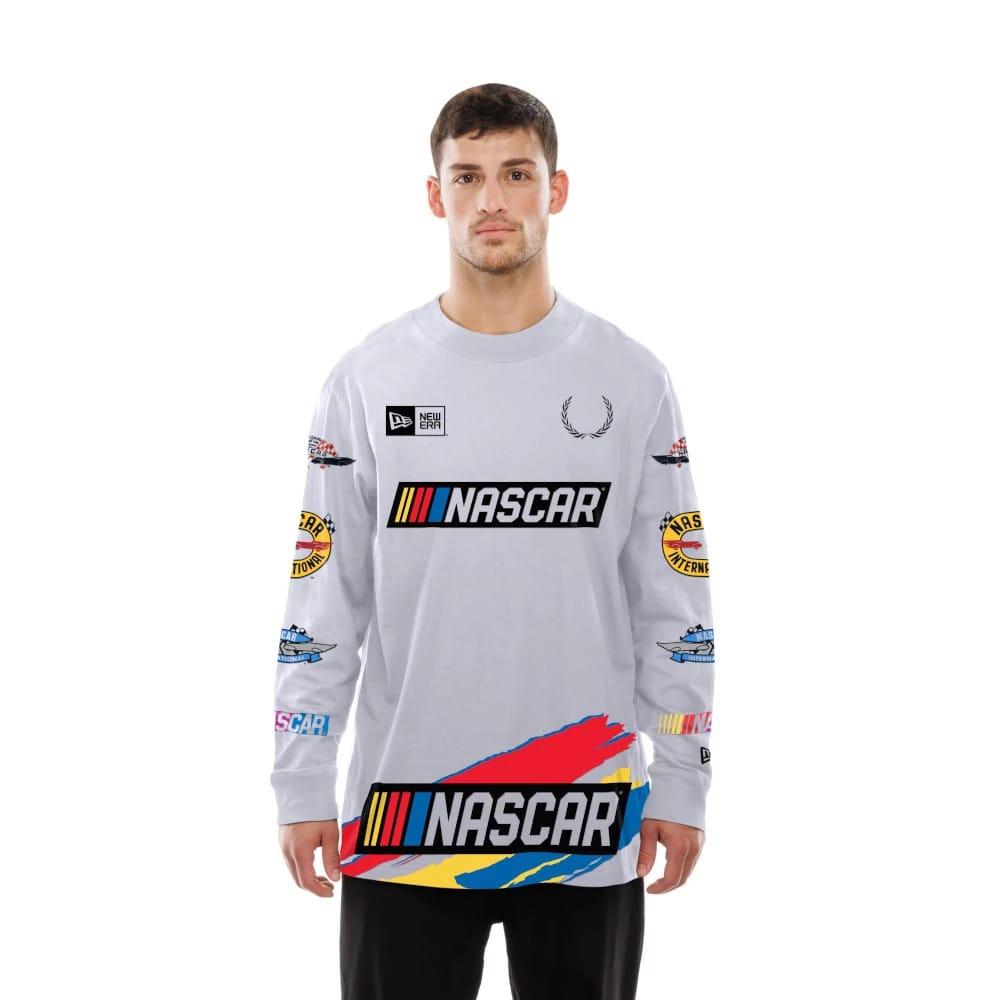 Nascar Generic Logo Modern Driver White Long Sleeve T-Shirt-kentox