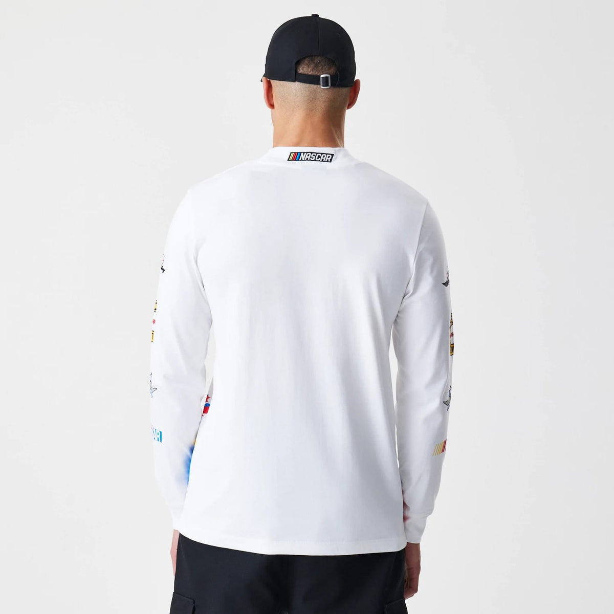 Nascar Generic Logo Modern Driver White Long Sleeve T-Shirt-kentox