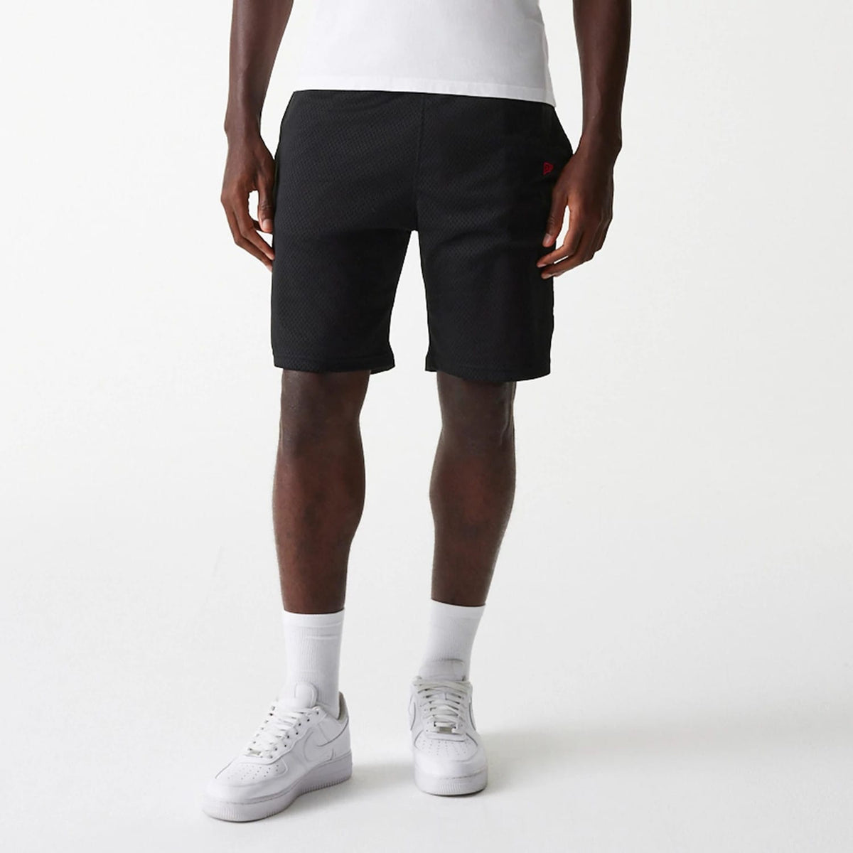 New Era Black Mesh Shorts-kentox
