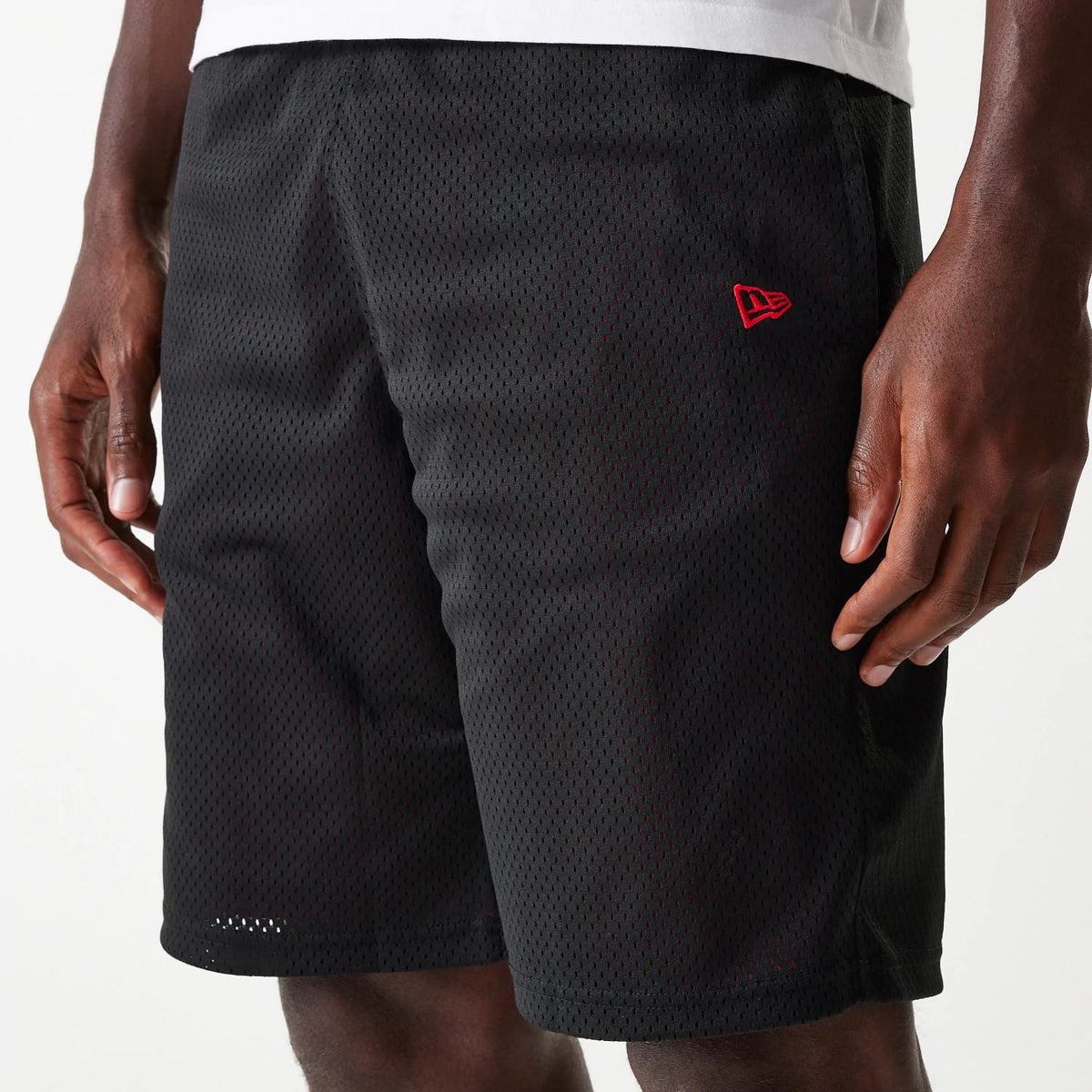 New Era Black Mesh Shorts-kentox