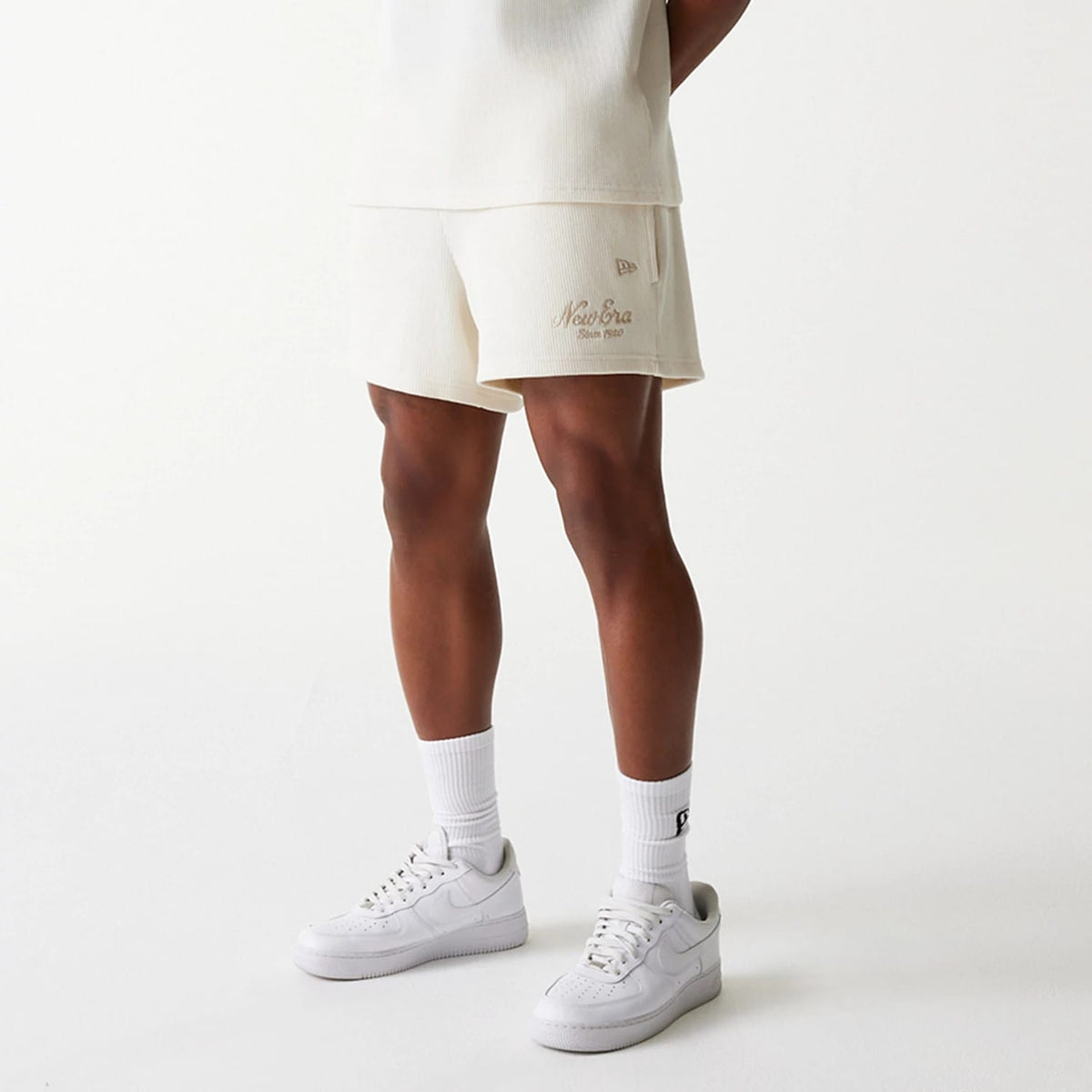 New Era Waffle Open White Shorts-kentox
