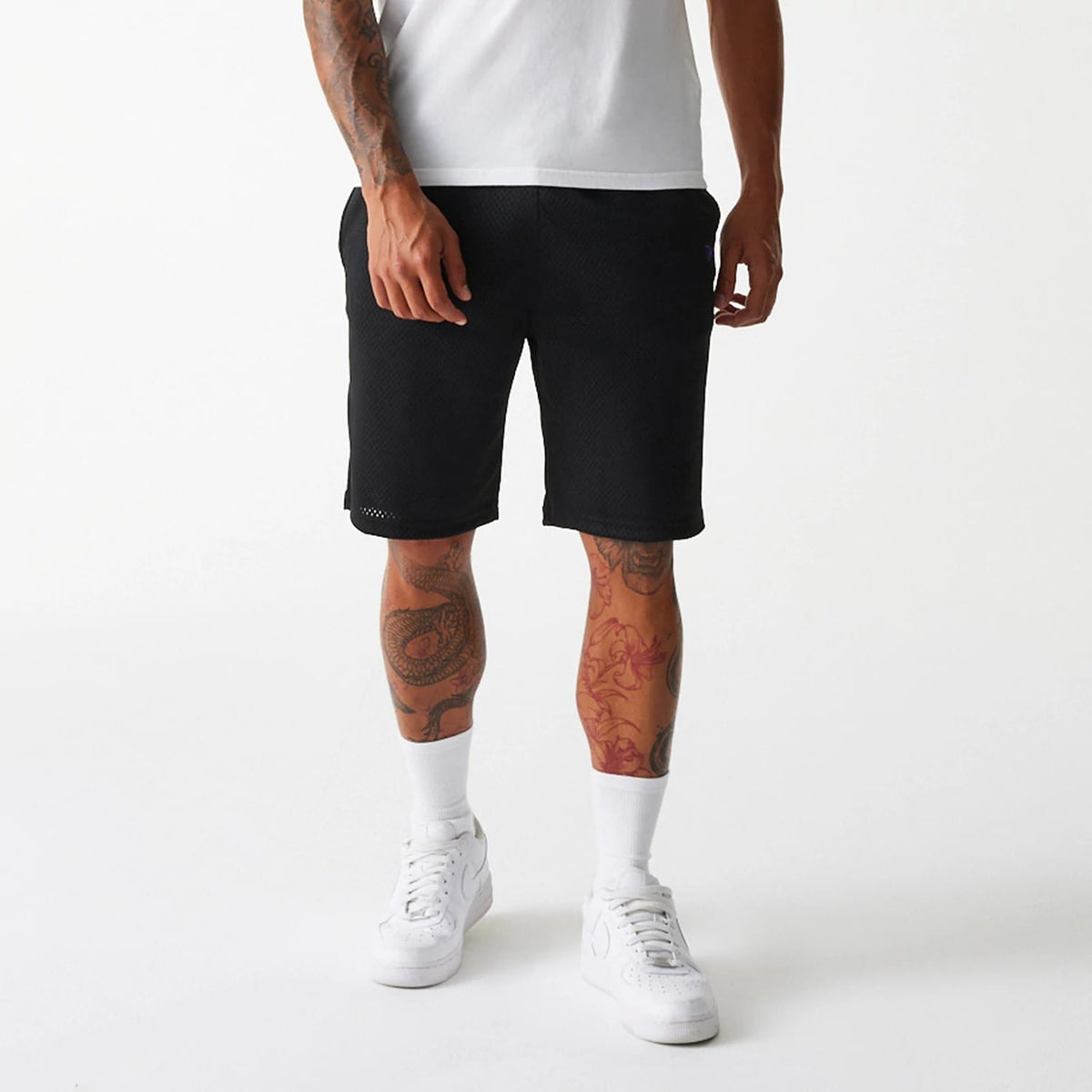 New Era Black Mesh Shorts-kentox