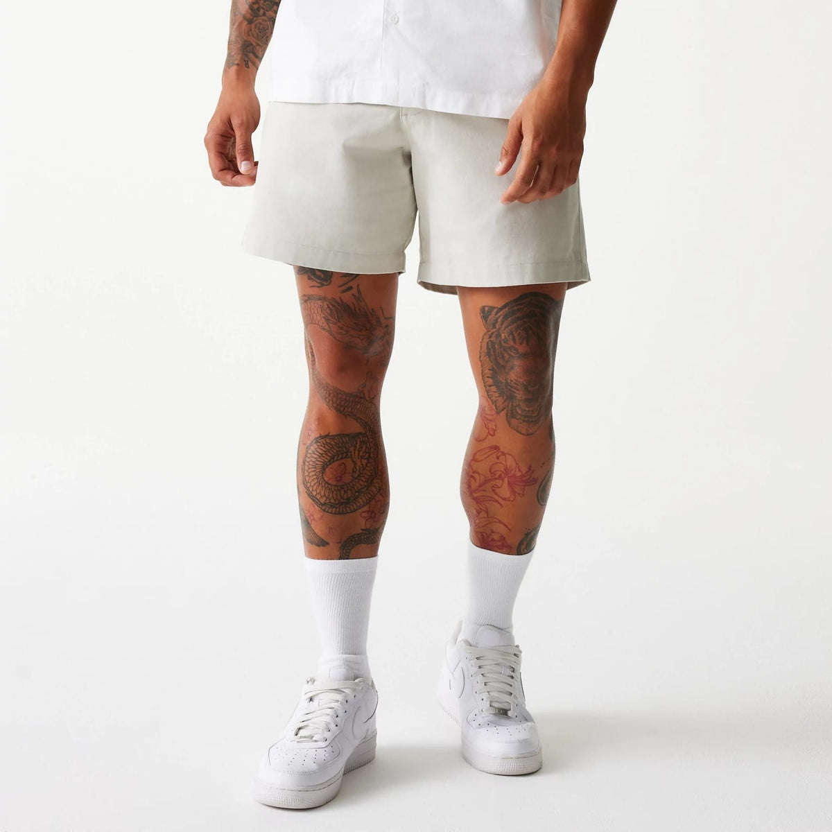 New Era Cream Chino Shorts-kentox