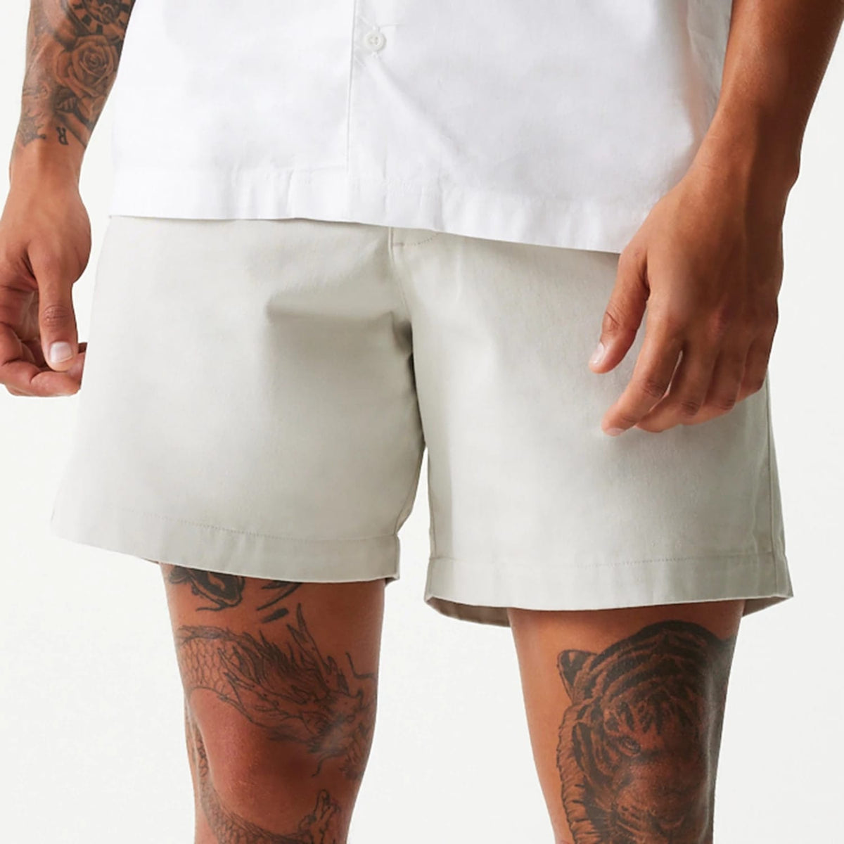 New Era Cream Chino Shorts-kentox