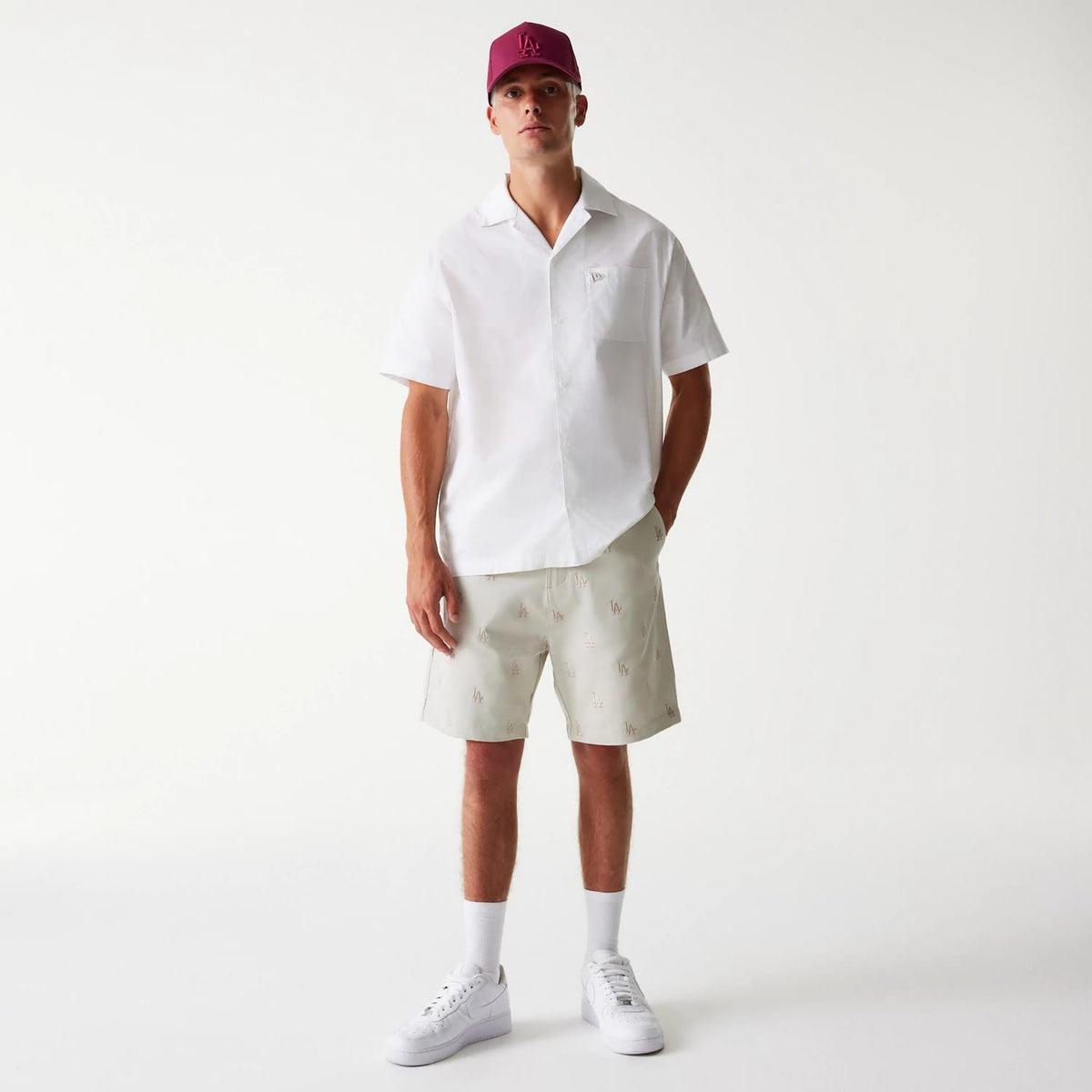 LA Dodgers MLB Monogram Cream Shorts-kentox