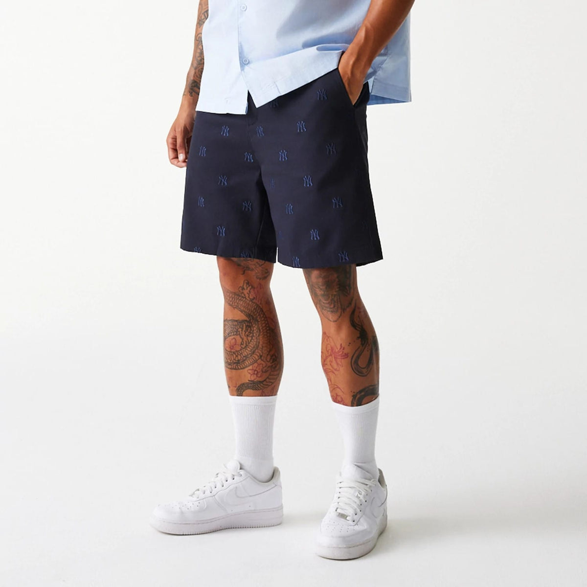 New York Yankees MLB Monogram Navy Shorts-kentox