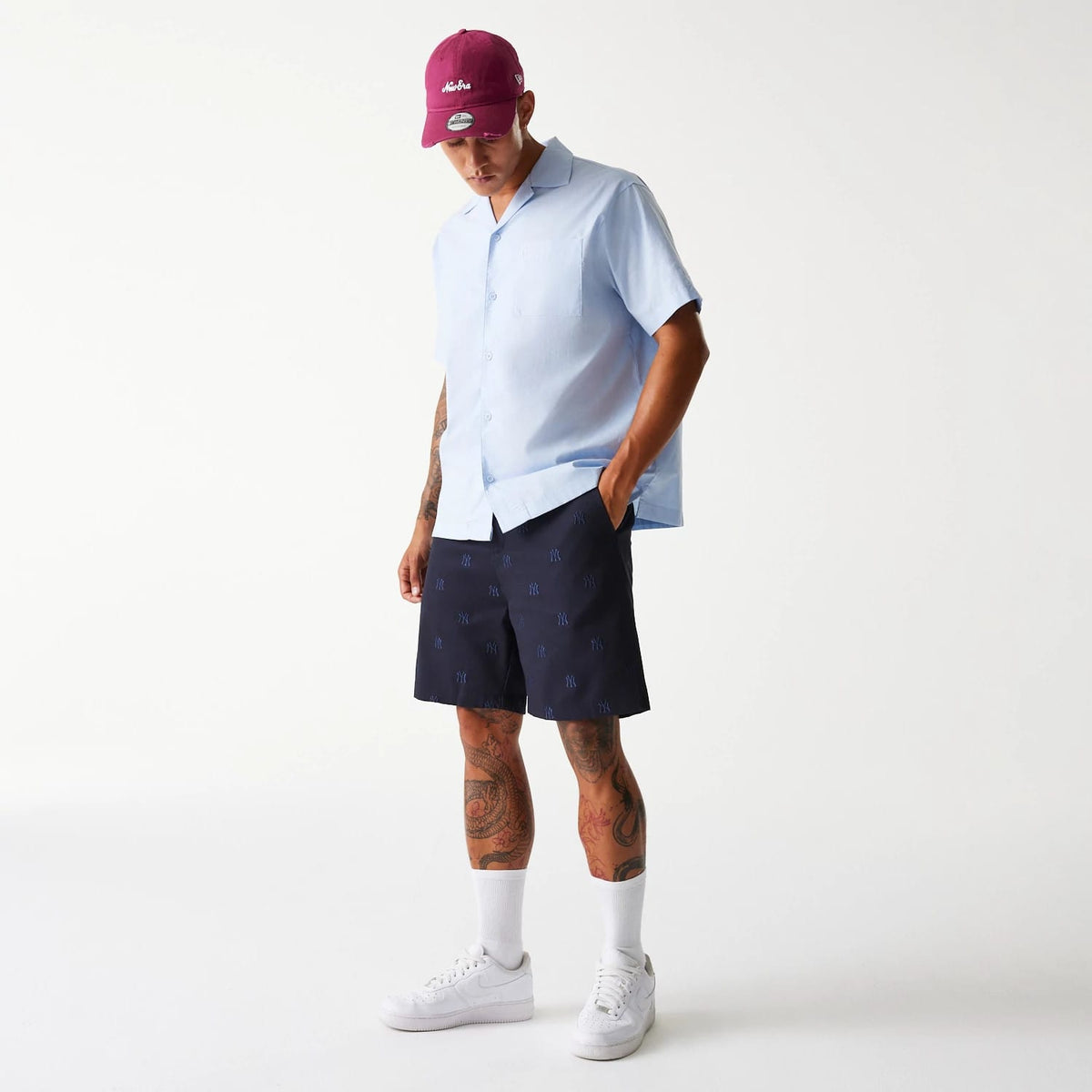 New York Yankees MLB Monogram Navy Shorts-kentox