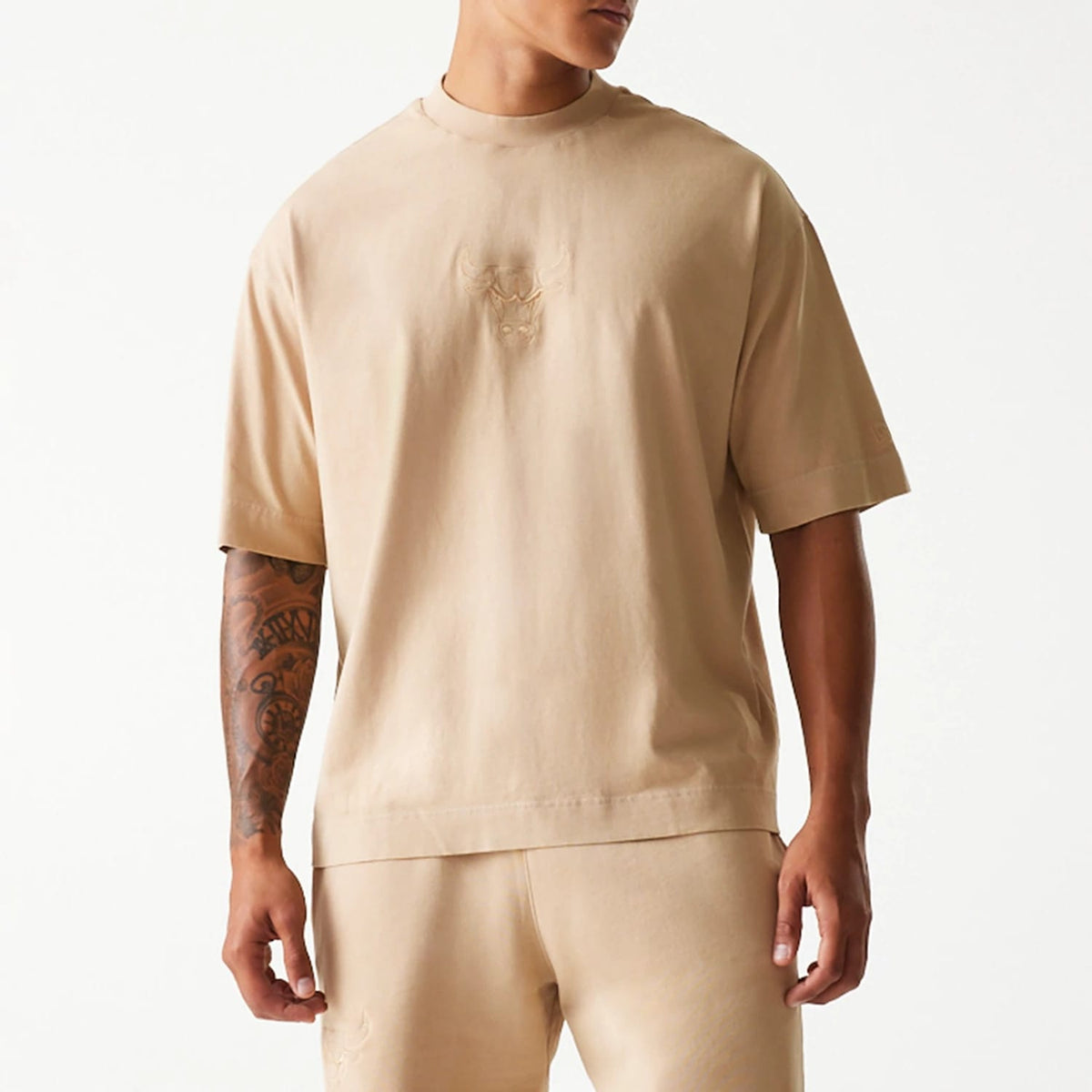 Chicago Bulls NBA Washed Beige Box T-Shirt-kentox