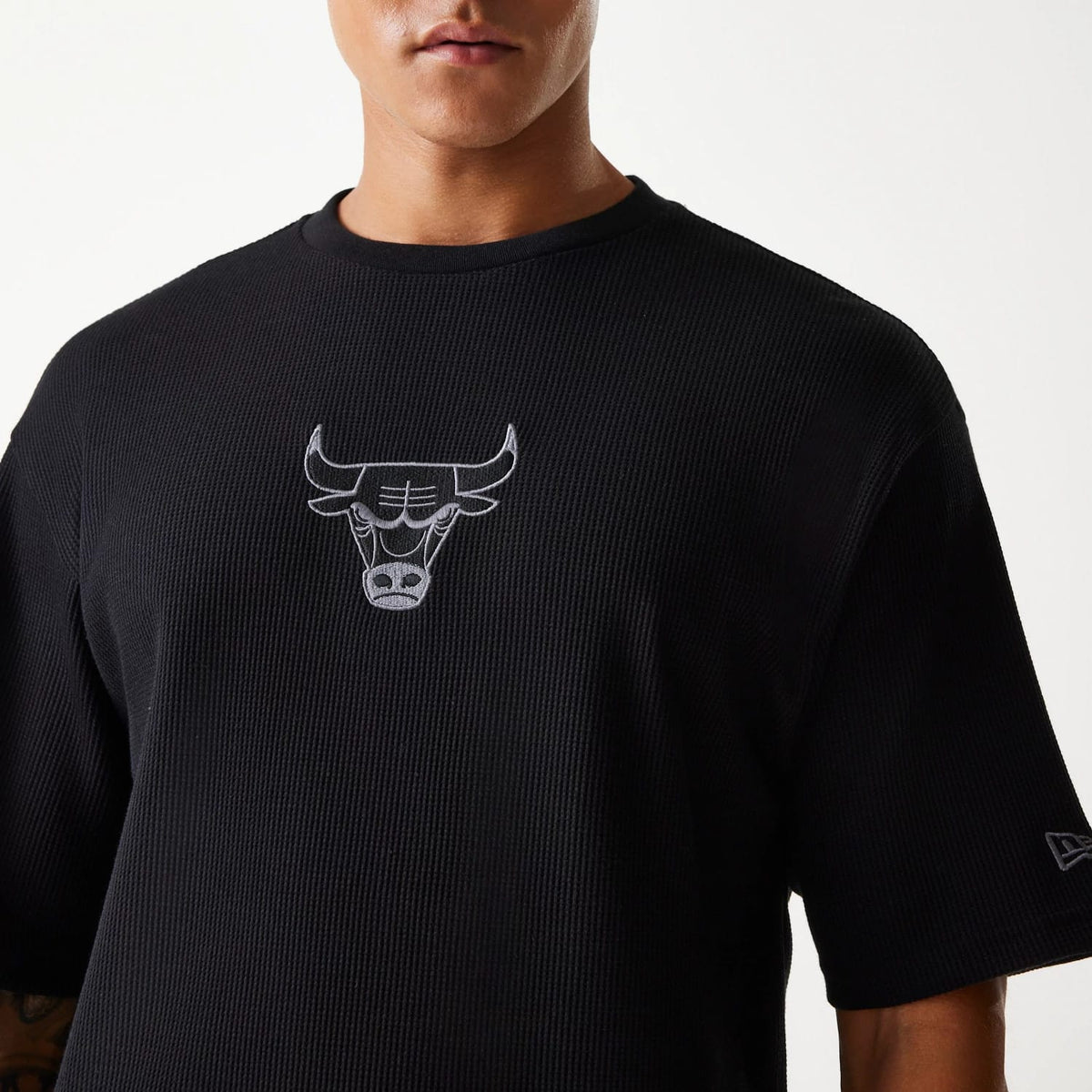 Chicago Bulls NBA Waffle Black Oversized T-Shirt-kentox
