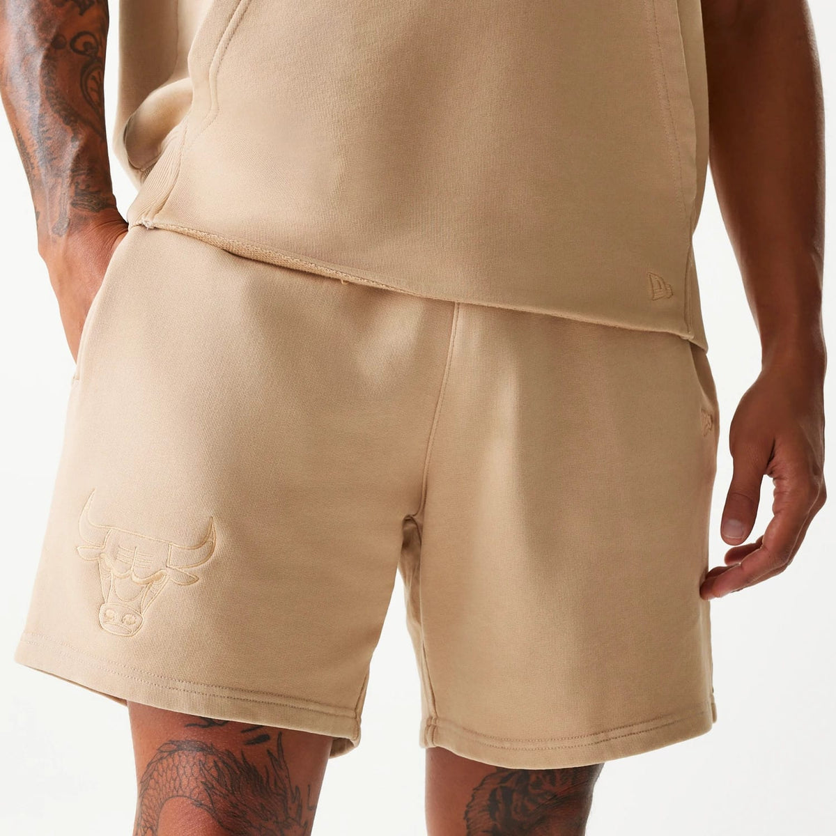 Chicago Bulls NBA Washed Beige Shorts-kentox