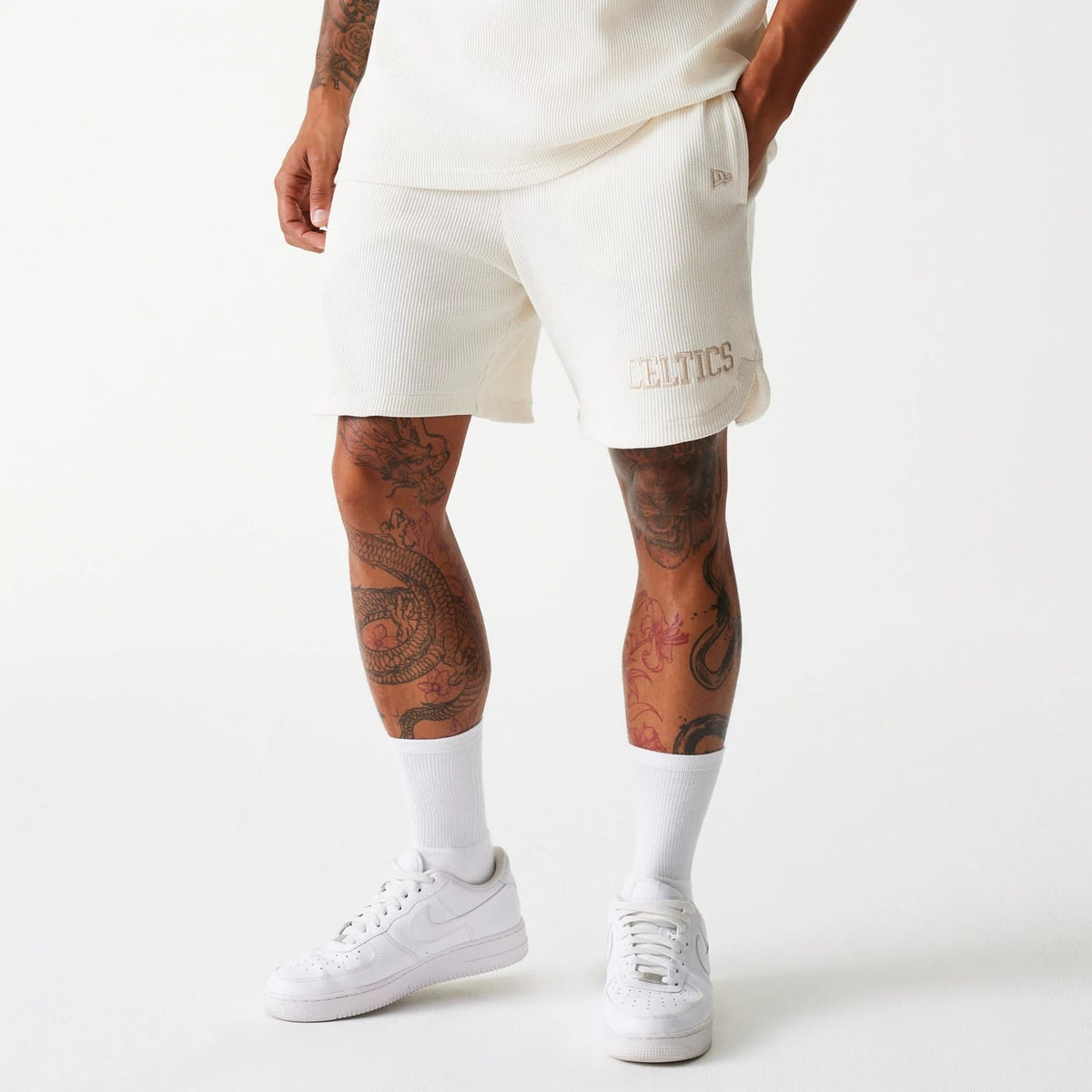 Boston Celtics NBA Waffle Open White Shorts-kentox