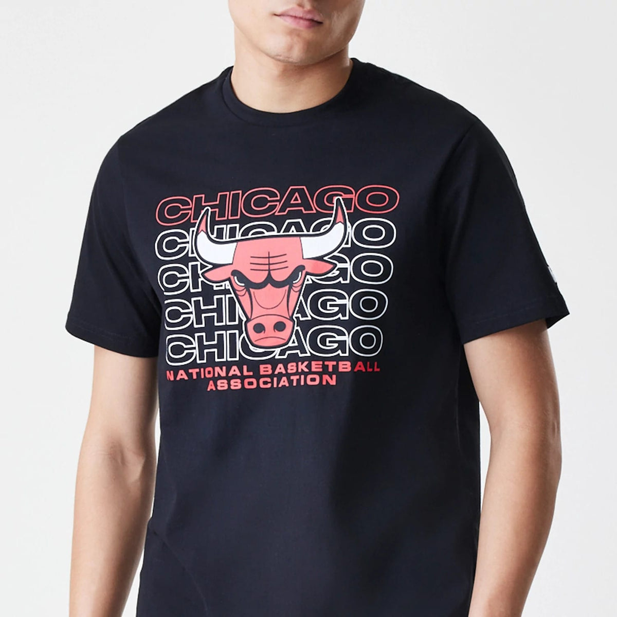 Chicago Bulls NBA Stack Wordmark Black T-Shirt-kentox