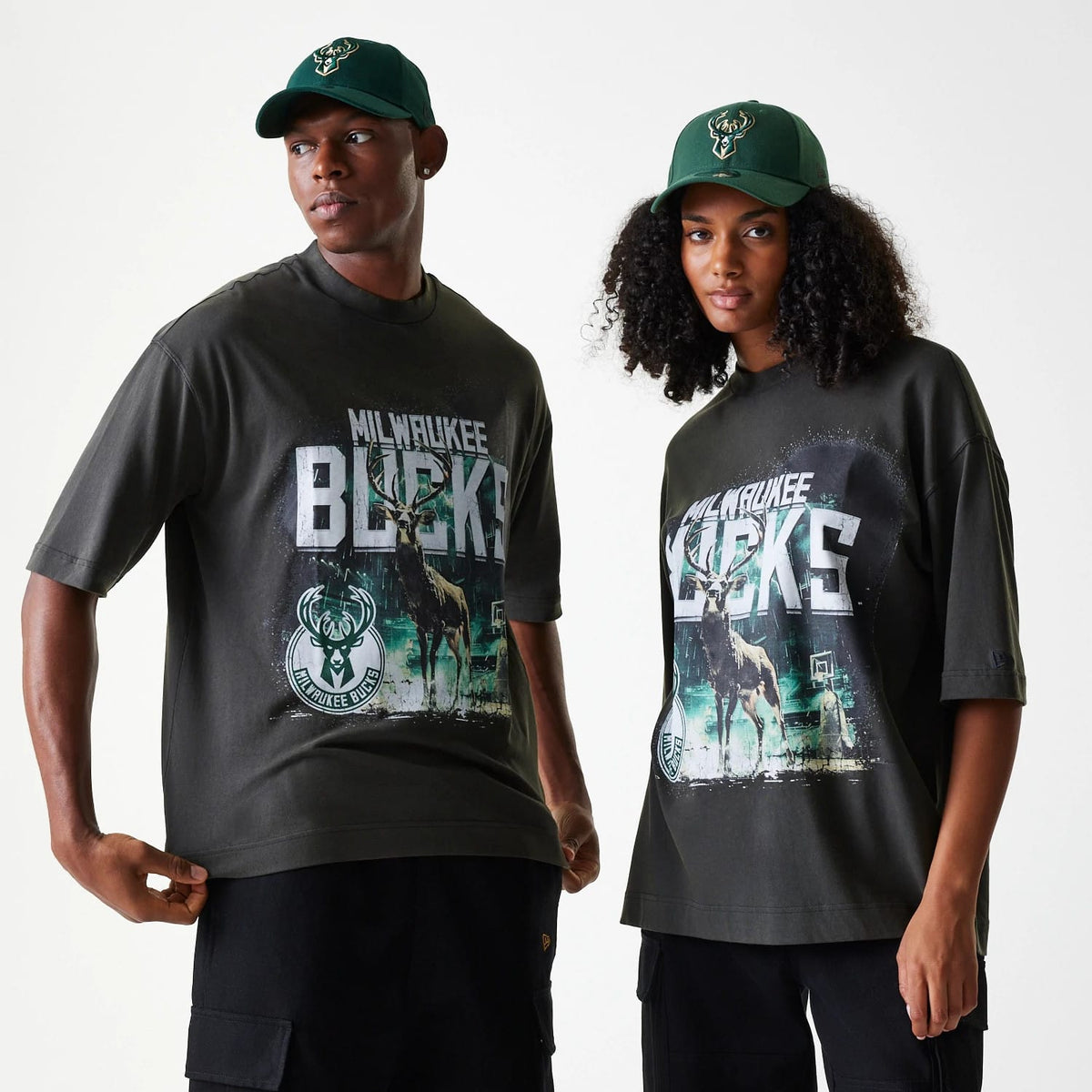 Milwaukee Bucks NBA Washed Graphic Grey T-Shirt-kentox