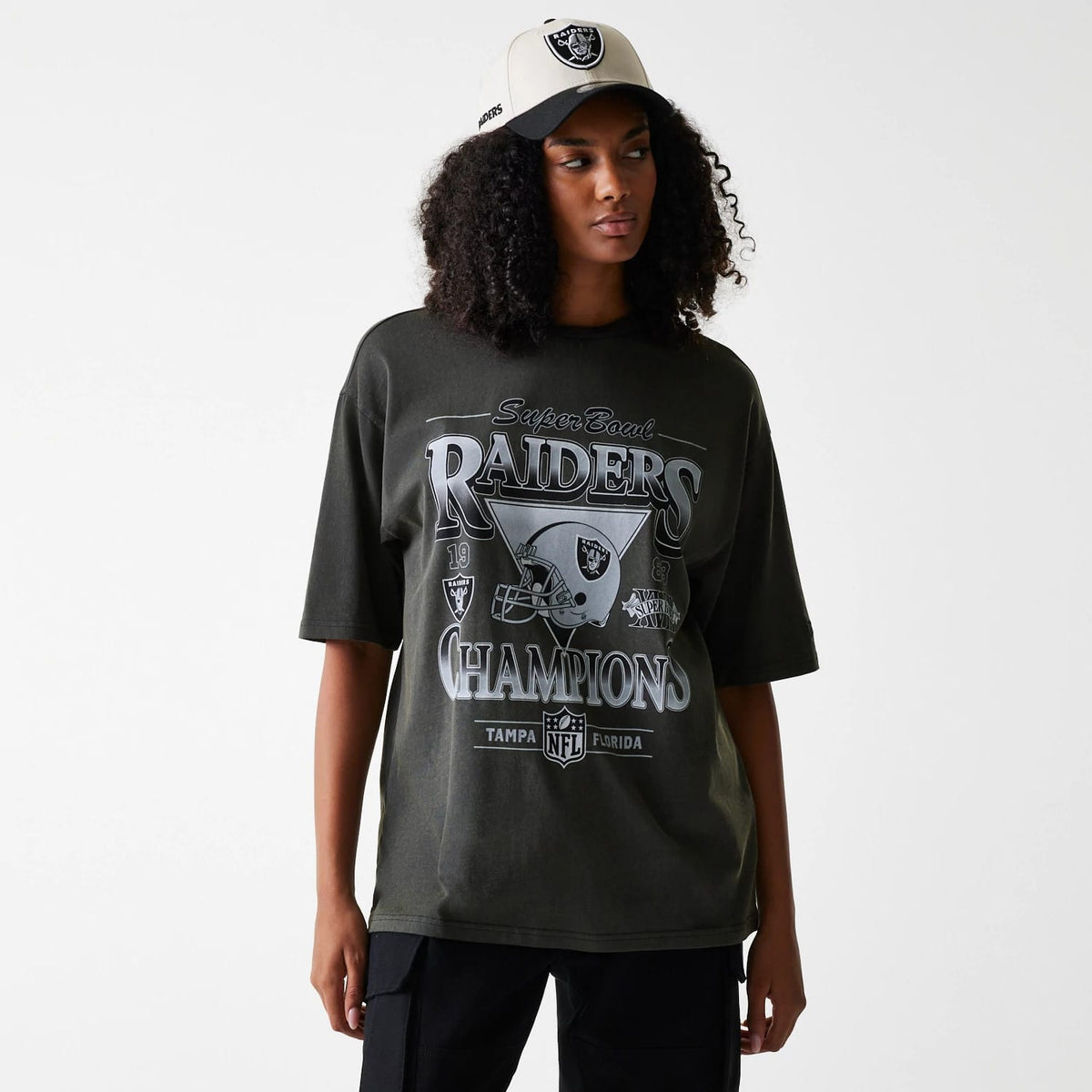 Las Vegas Raiders NFL Washed Super Bowl Grey Oversized T-Shirt-kentox