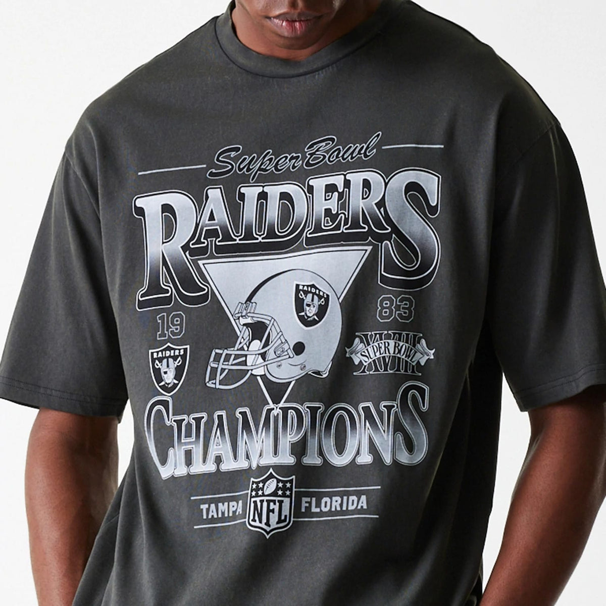Las Vegas Raiders NFL Washed Super Bowl Grey Oversized T-Shirt-kentox