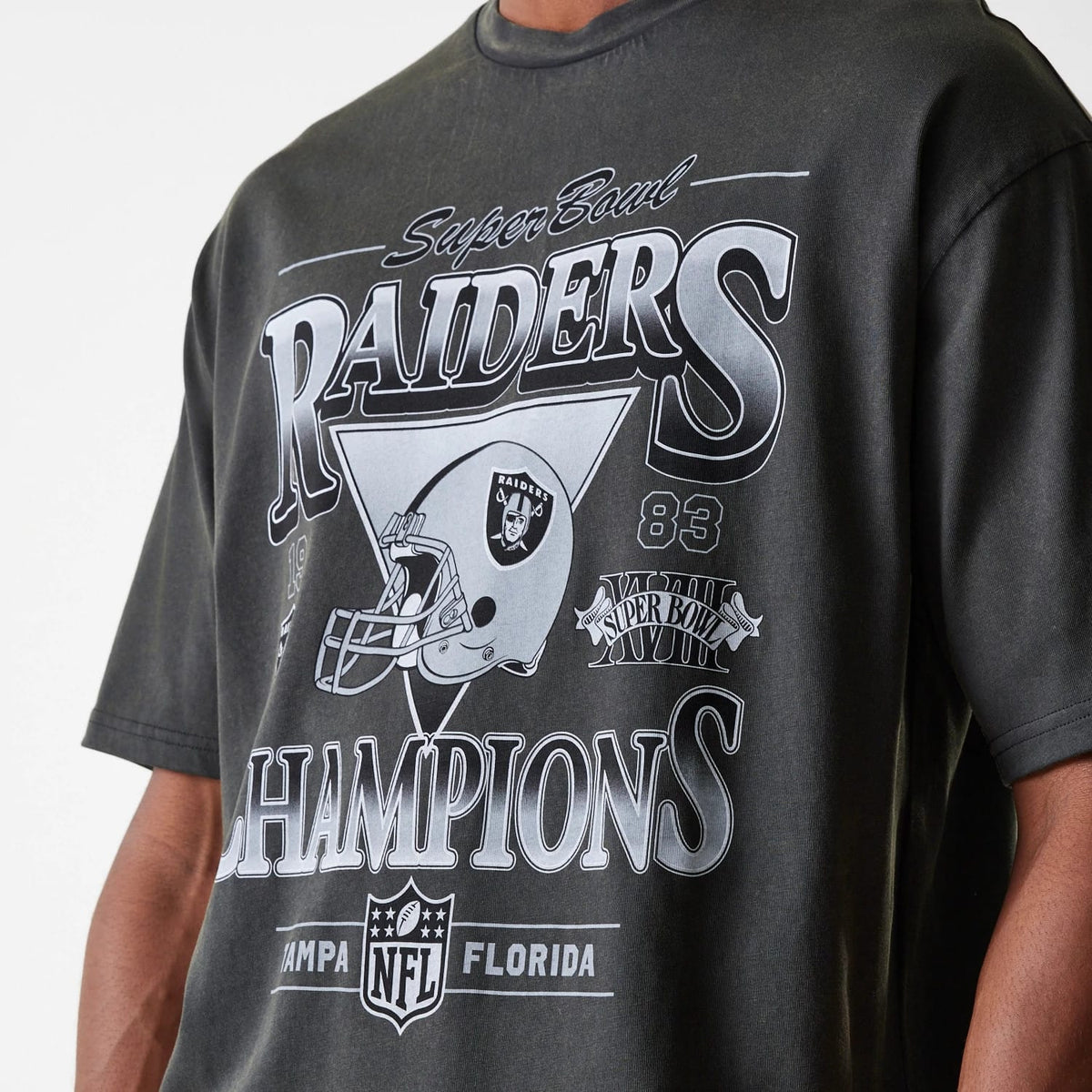 Las Vegas Raiders NFL Washed Super Bowl Grey Oversized T-Shirt-kentox