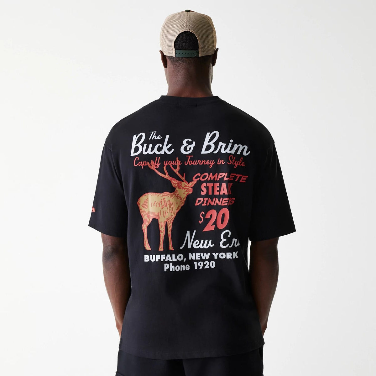 New Era Animal Graphic Black Oversized T-Shirt-kentox