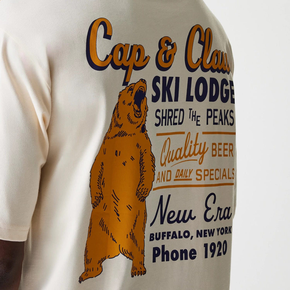 New Era Animal Graphic Light Beige Oversized T-Shirt-kentox