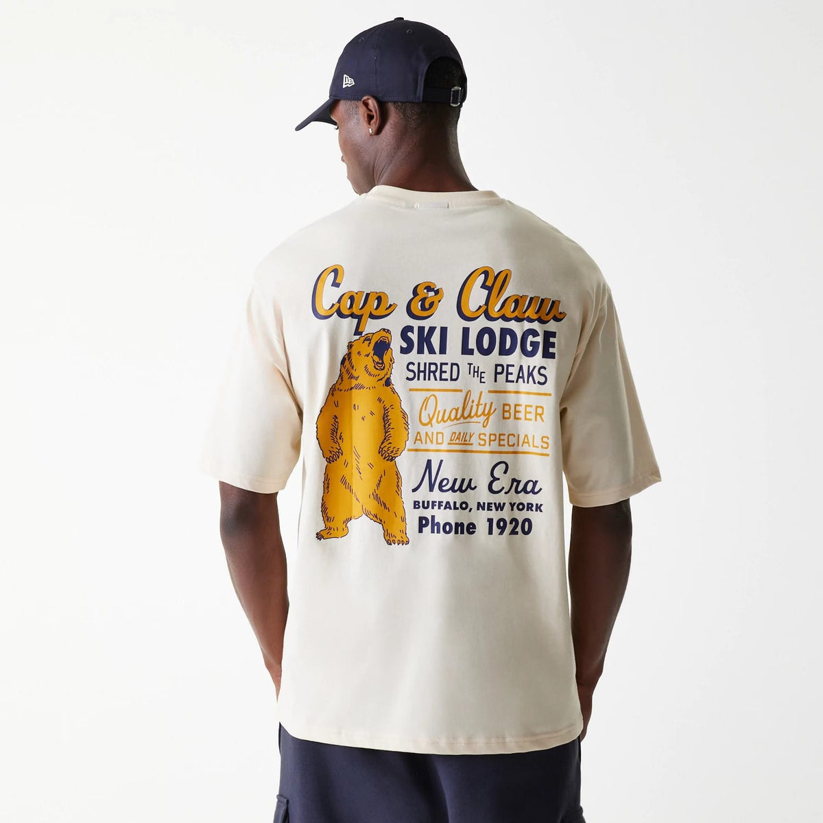 New Era Animal Graphic Light Beige Oversized T-Shirt-kentox
