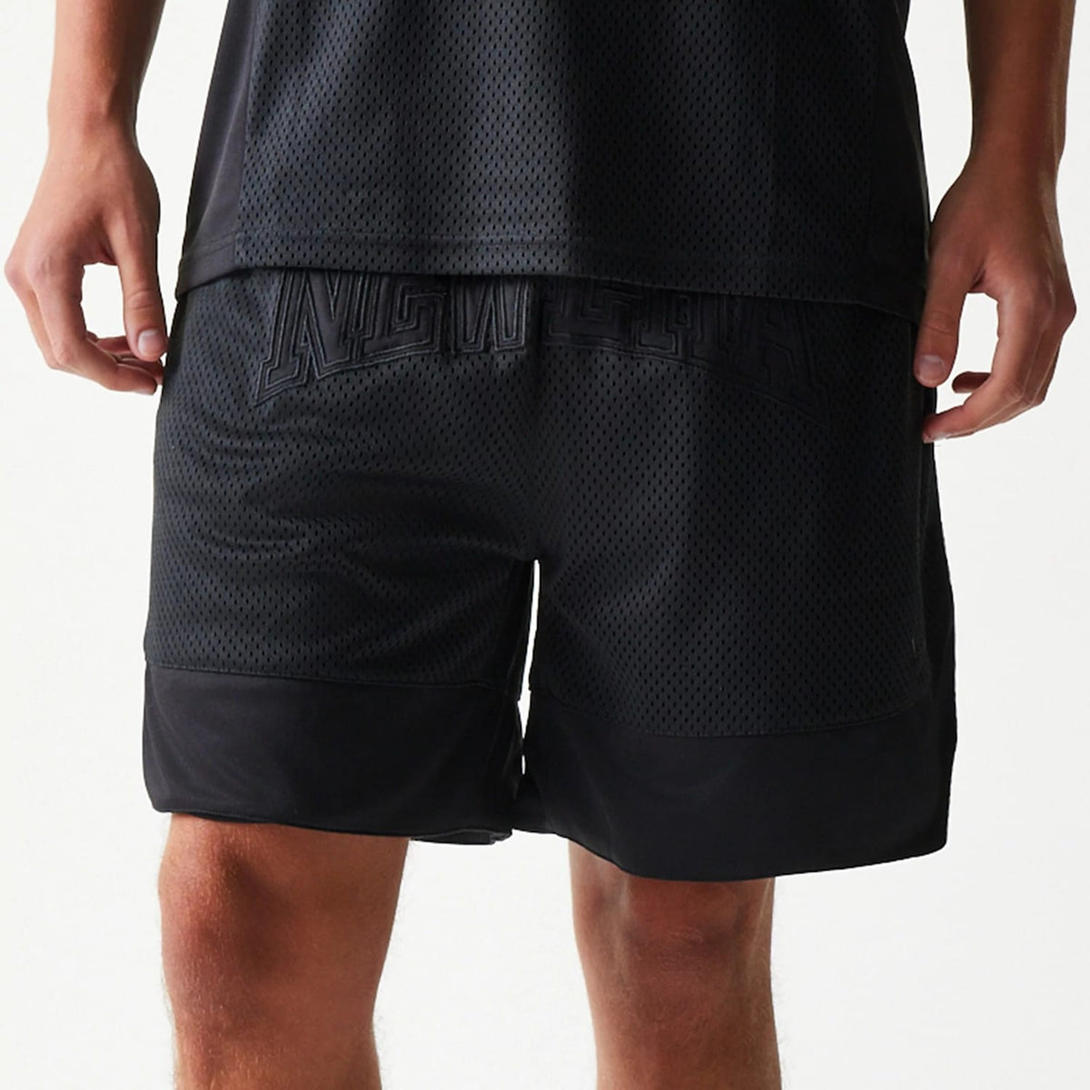 New Era Mesh Black Shorts-kentox