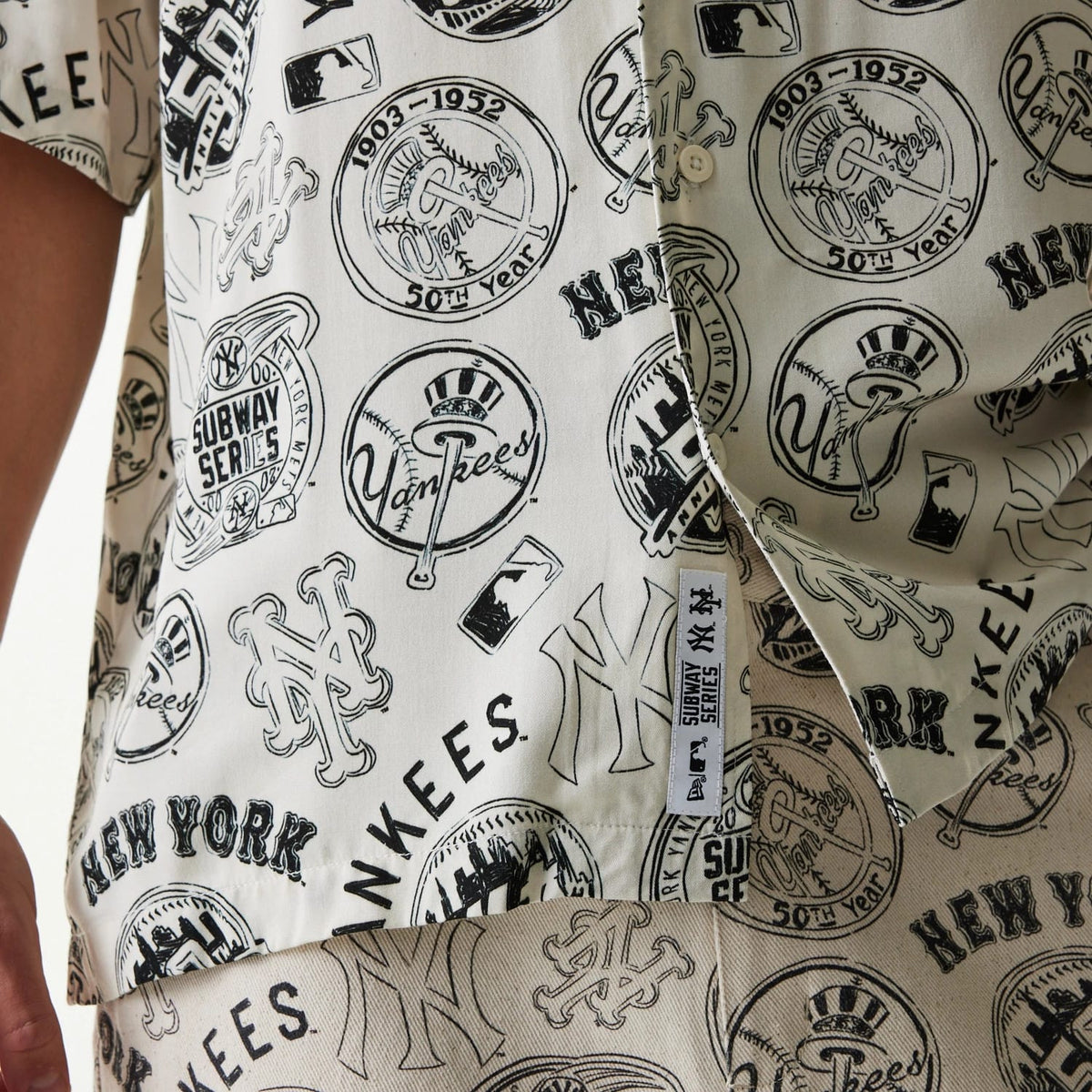 MLB Subway Series All Over Print Open White Short Sleeve Shirt-kentox