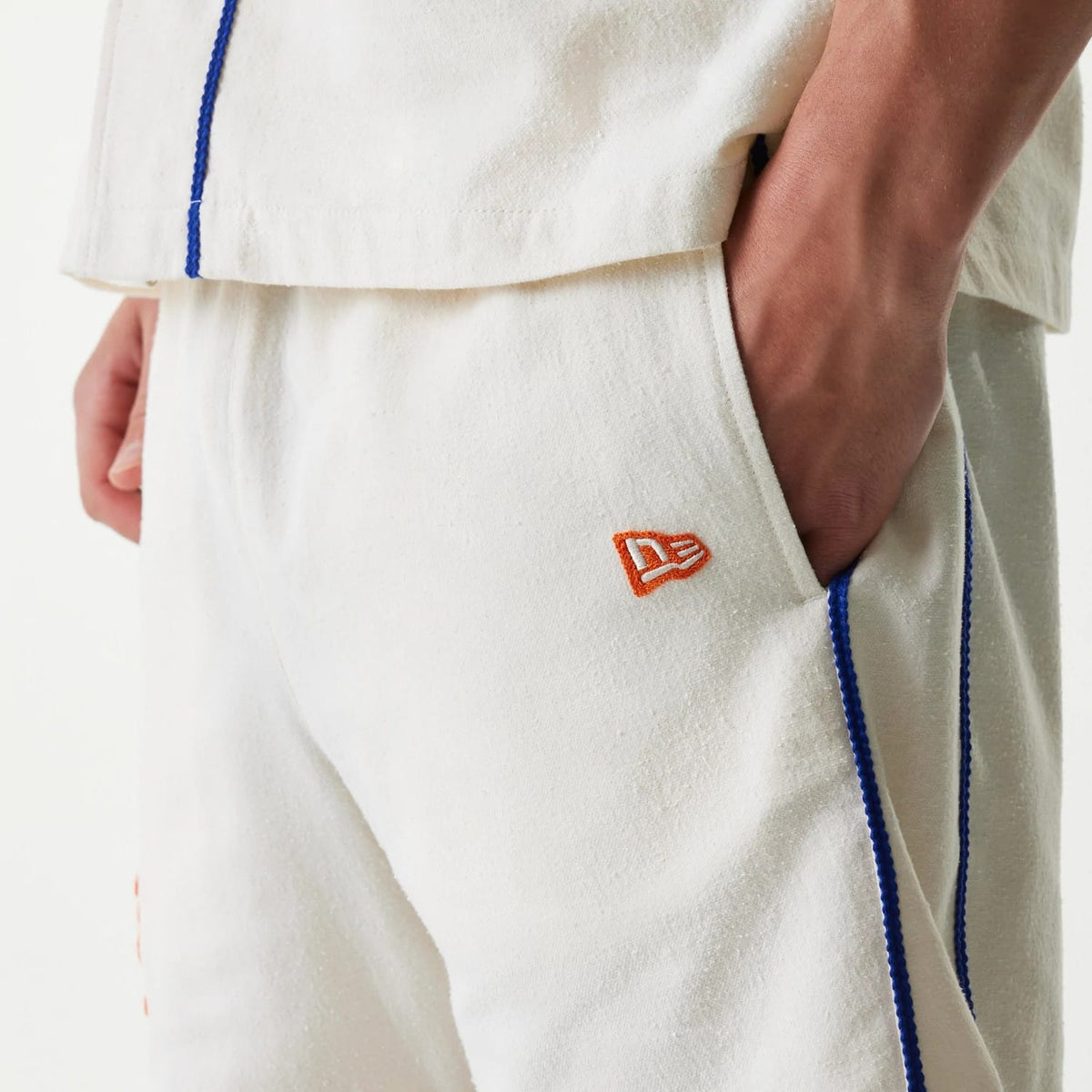 New York Mets MLB Piping Open Cream Shorts-kentox