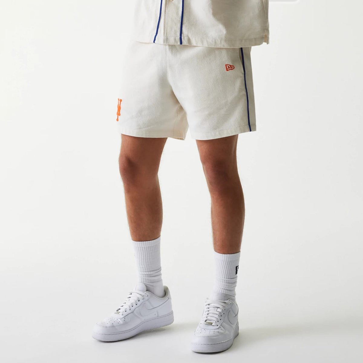 New York Mets MLB Piping Open Cream Shorts-kentox