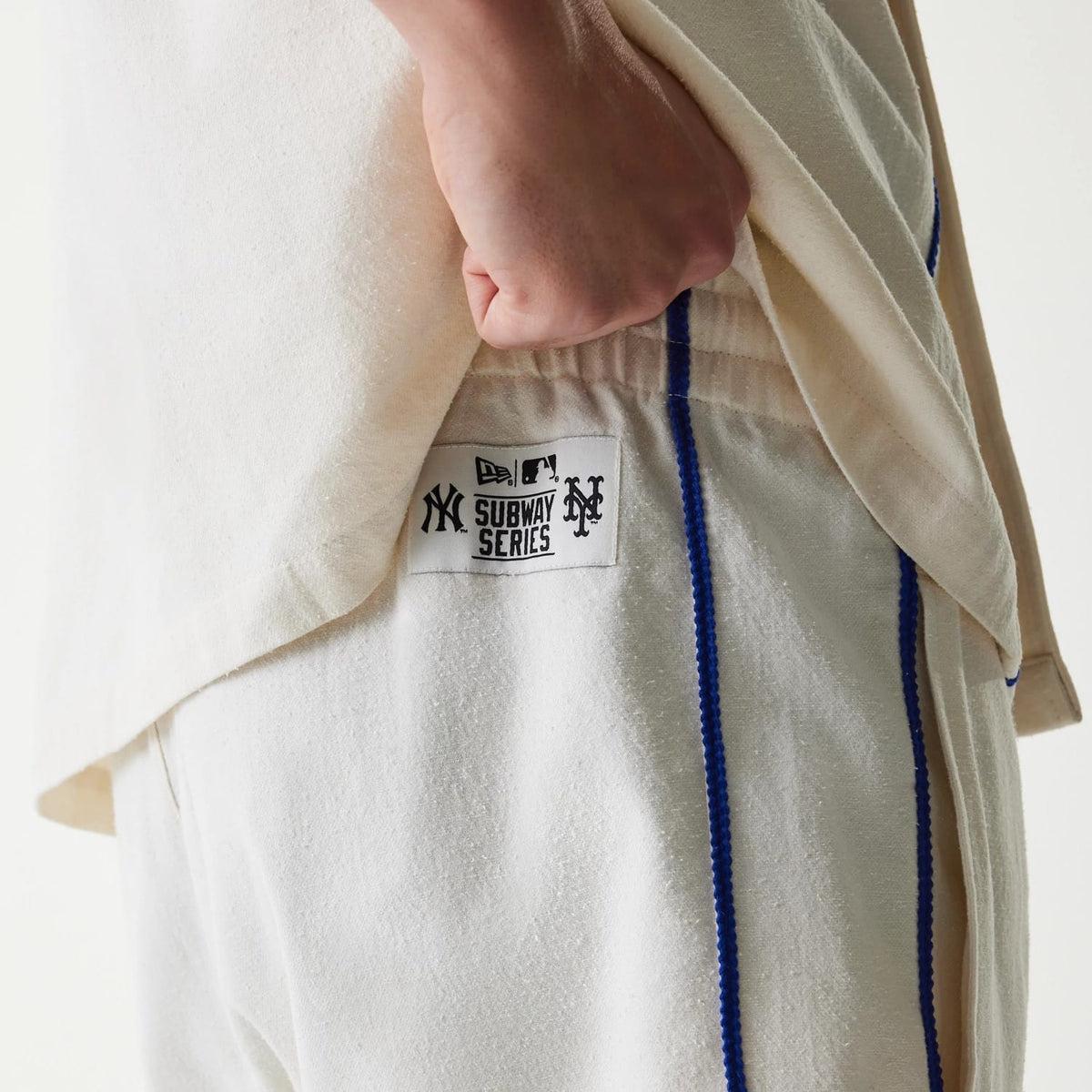 New York Mets MLB Piping Open Cream Shorts-kentox