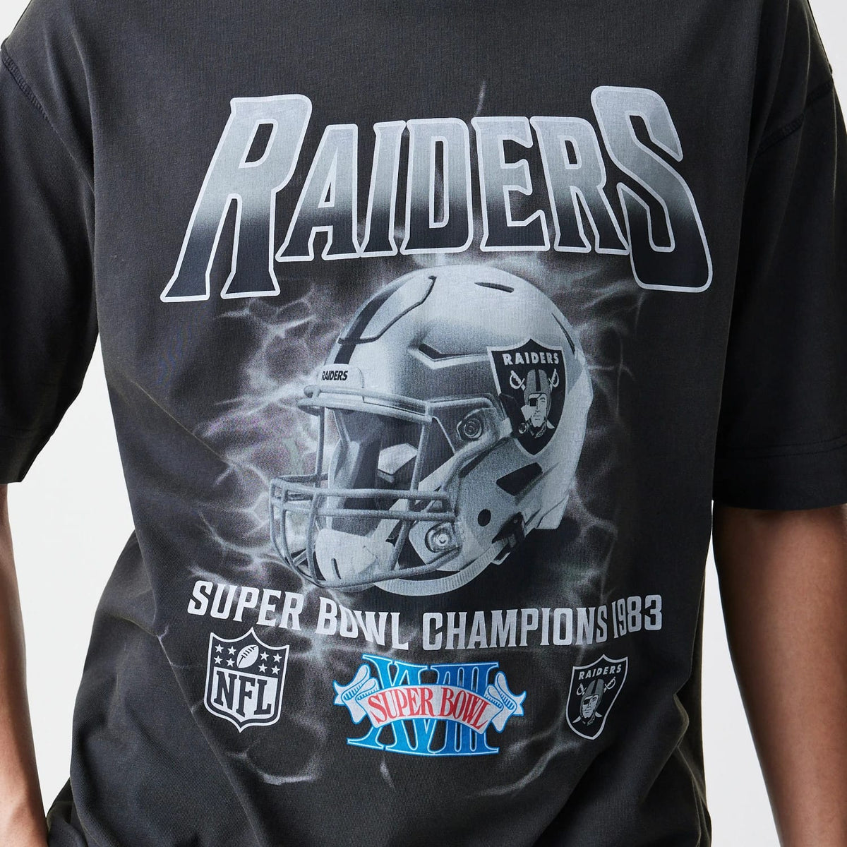 Las Vegas Raiders NFL Washed Boxy Dark Grey Oversized T-Shirt-kentox