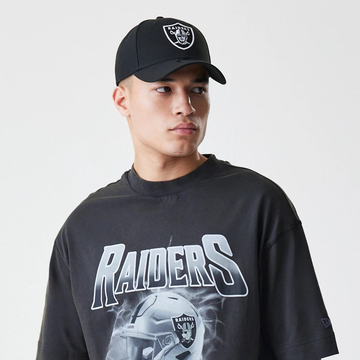 Las Vegas Raiders NFL Washed Boxy Dark Grey Oversized T-Shirt-kentox