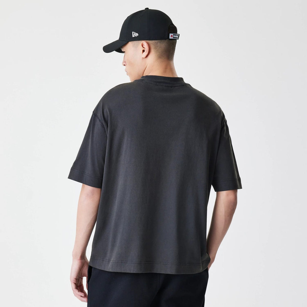 Las Vegas Raiders NFL Washed Boxy Dark Grey Oversized T-Shirt-kentox