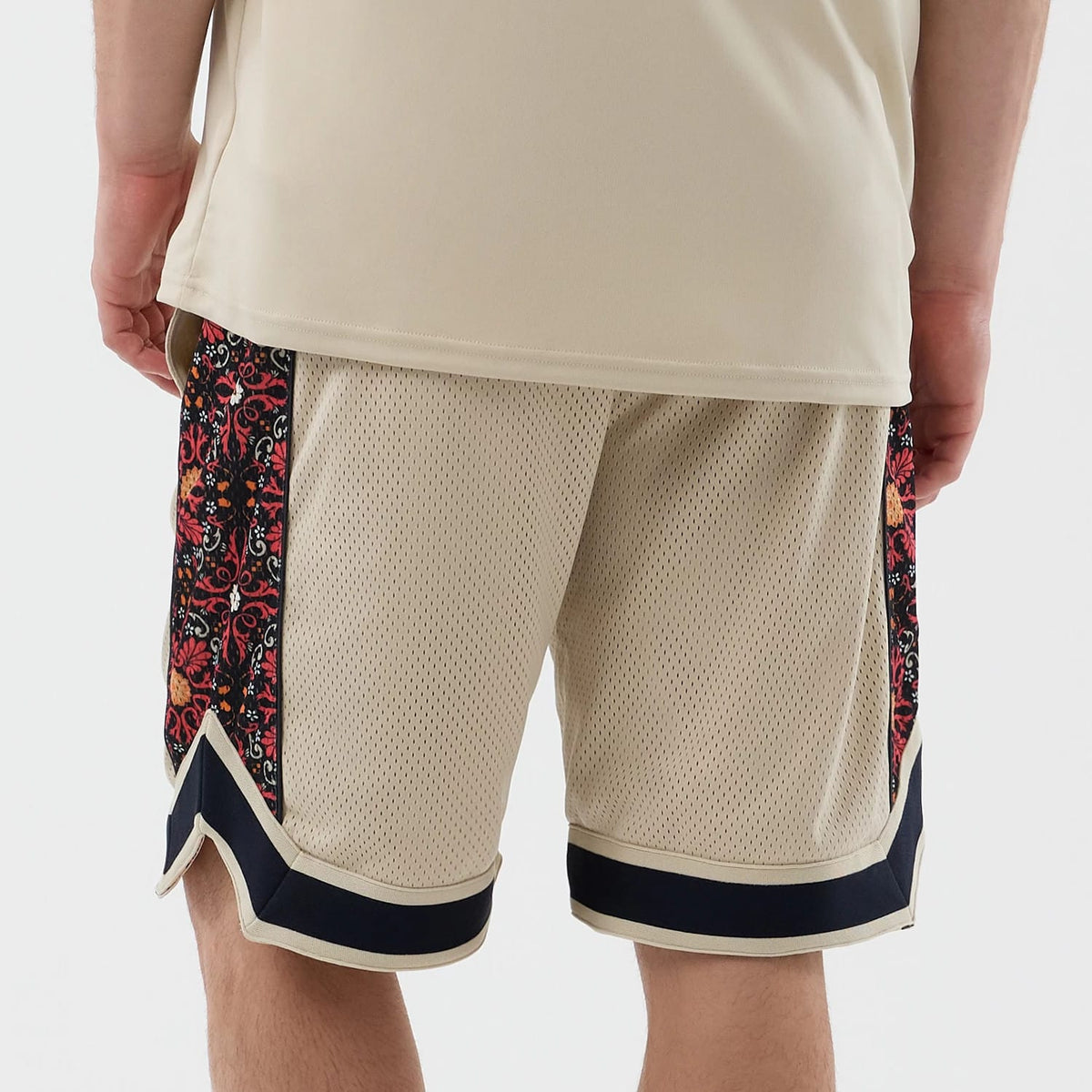 New Era Mesh Light Beige Mesh Shorts-kentox