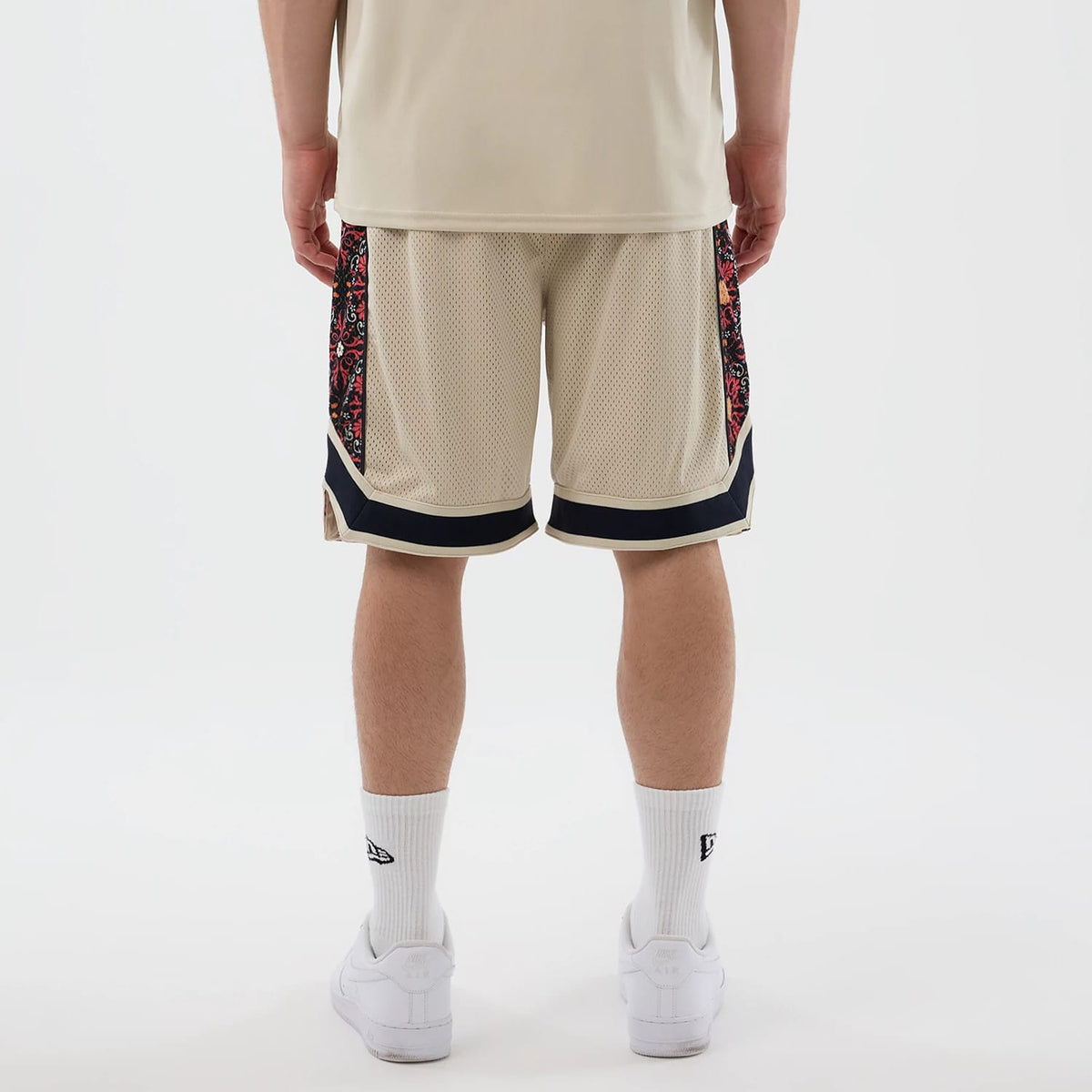 New Era Mesh Light Beige Mesh Shorts-kentox