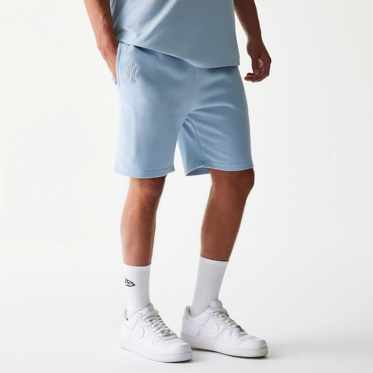 New York Yankees MLB League Essential Midi Pastel Blue Shorts-kentox