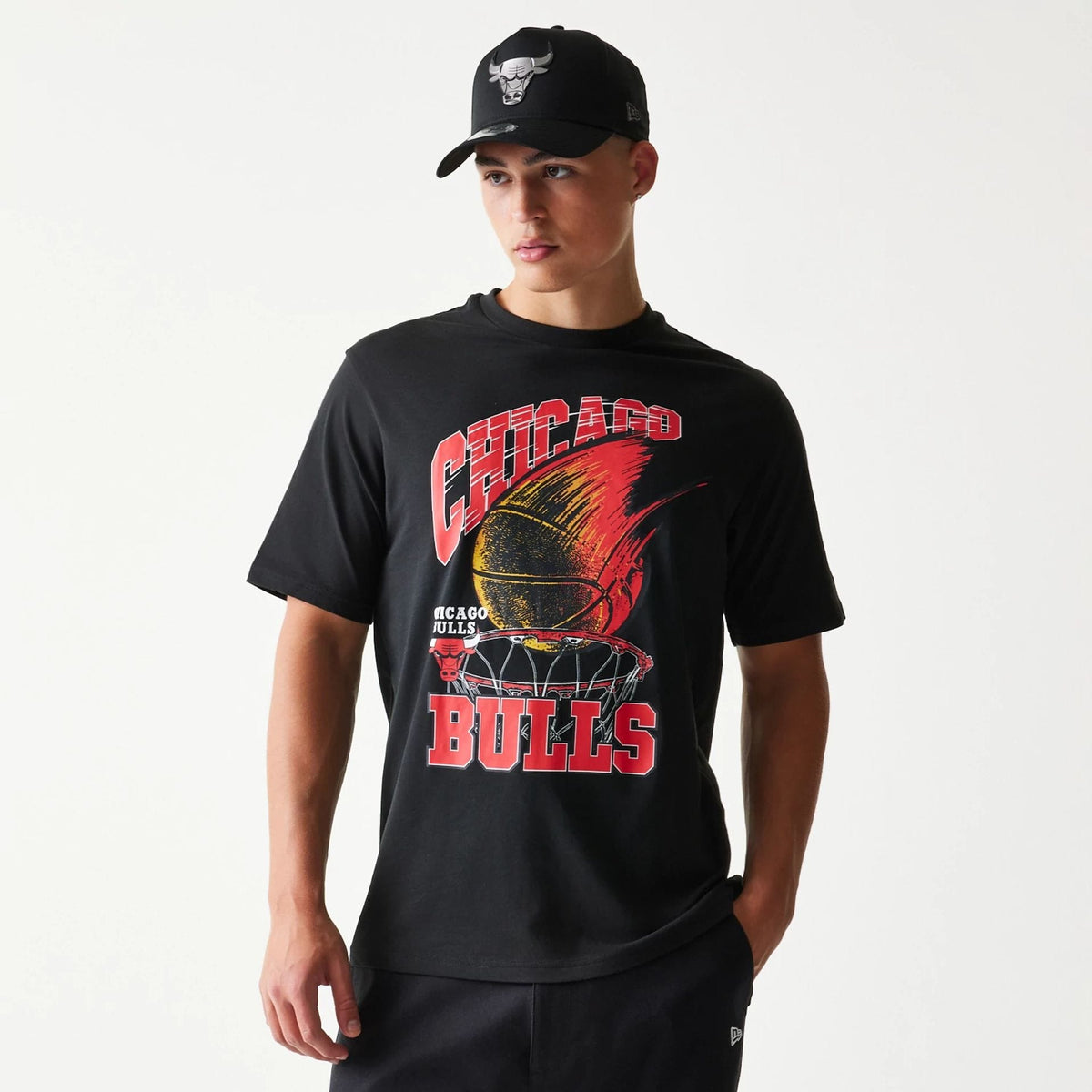 Chicago Bulls NBA Ball Graphic Black T-Shirt-kentox