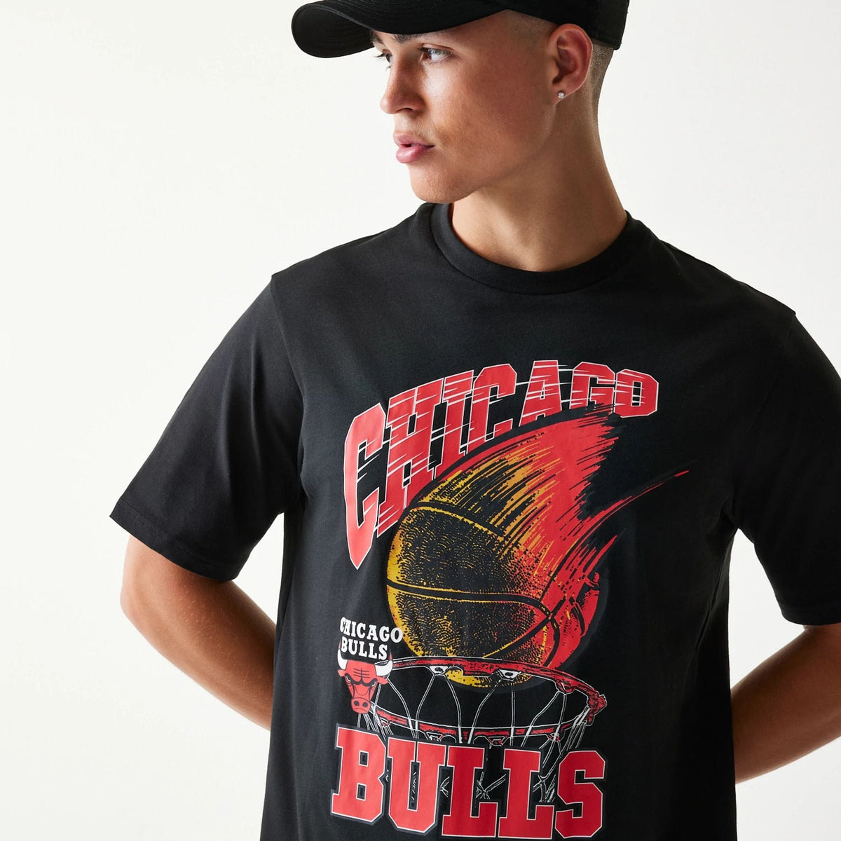 Chicago Bulls NBA Ball Graphic Black T-Shirt-kentox