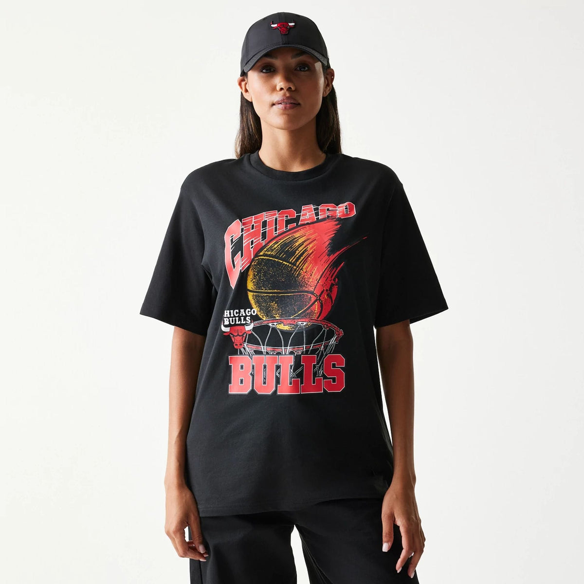 Chicago Bulls NBA Ball Graphic Black T-Shirt-kentox