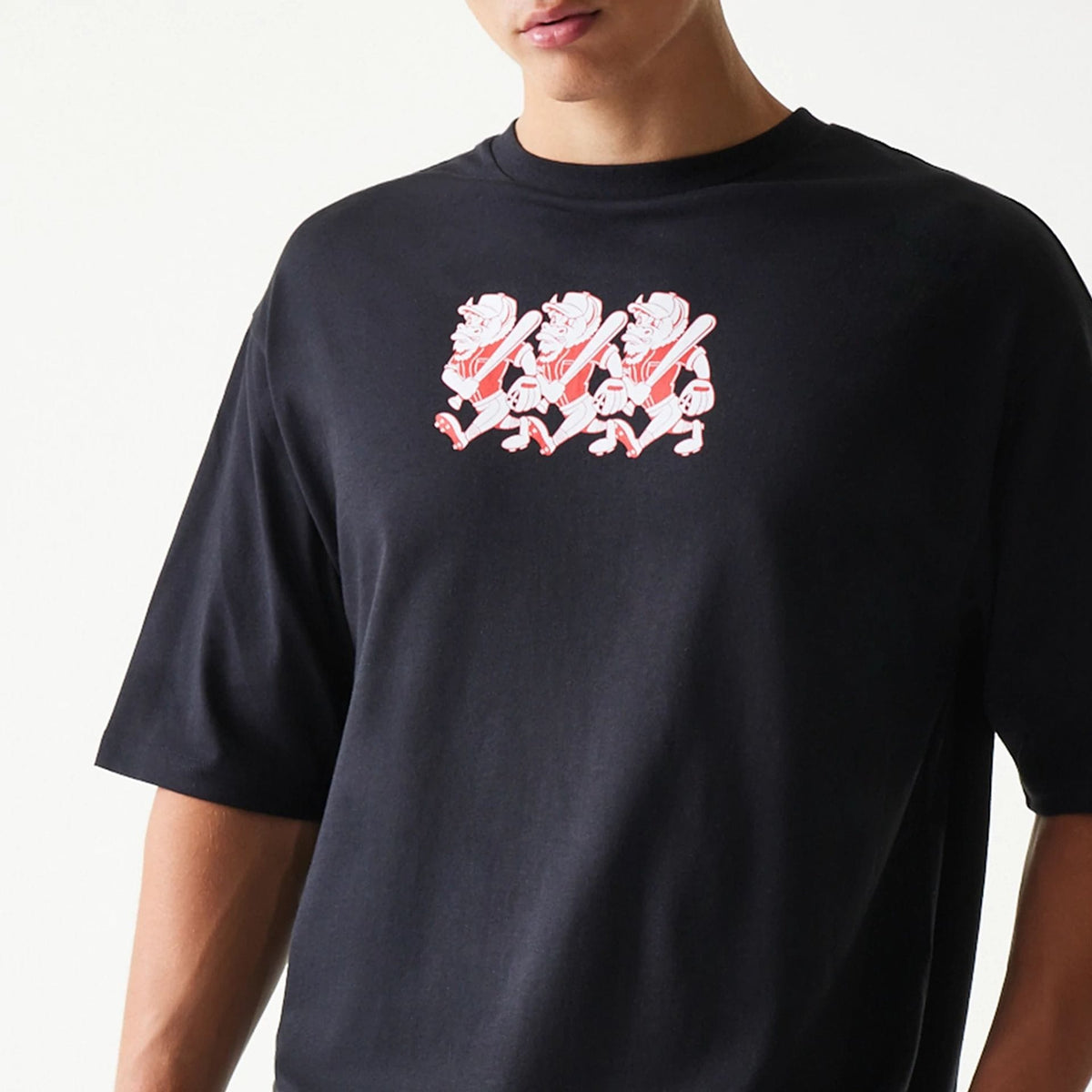 New Era Baseball Cows Character Graphic Black Oversized T-Shirt-kentox