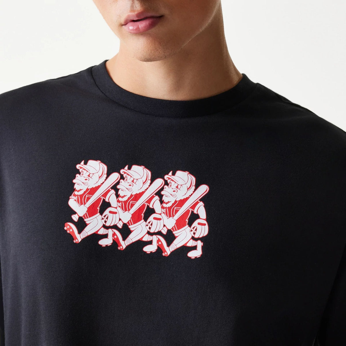 New Era Baseball Cows Character Graphic Black Oversized T-Shirt-kentox