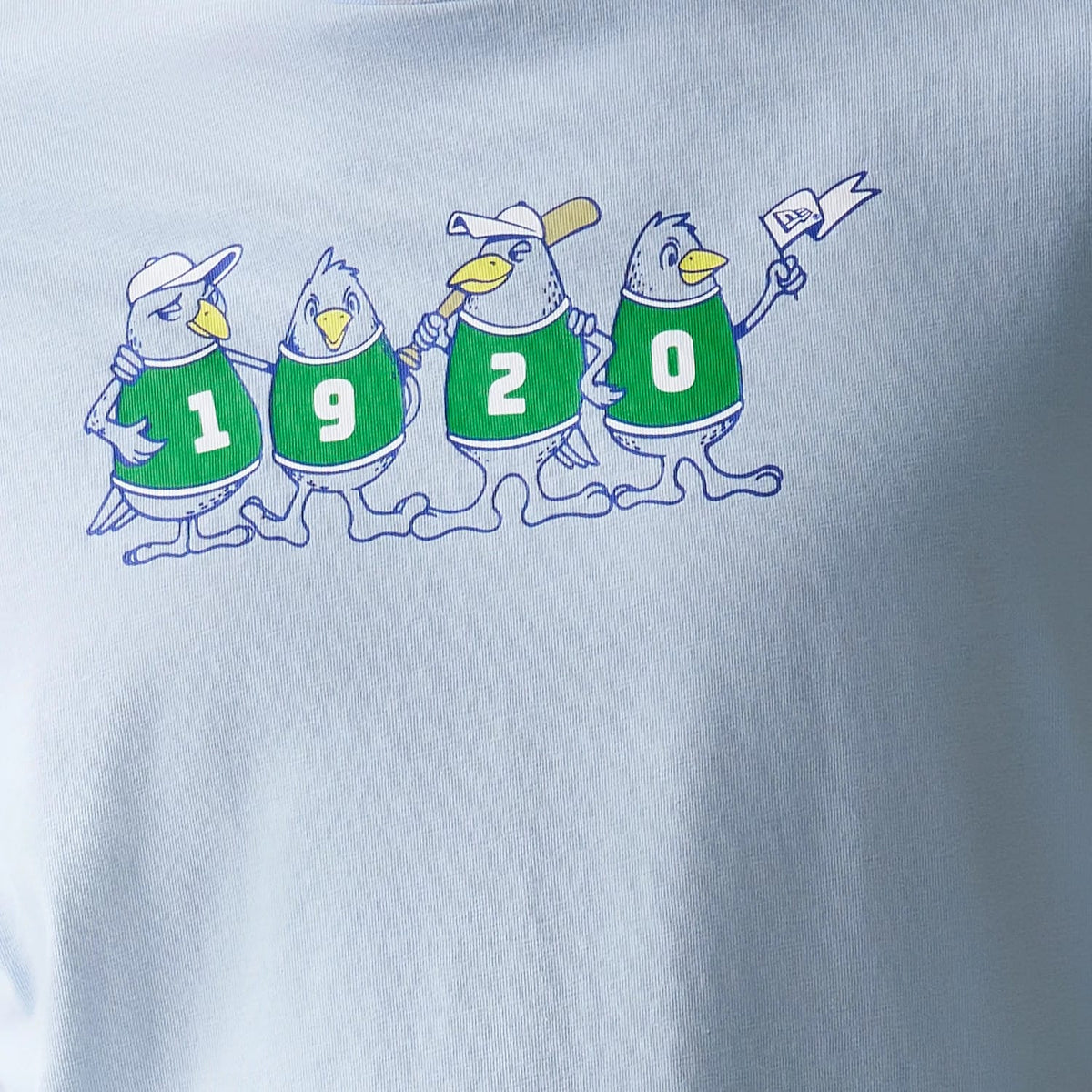 New Era Baseball Birds Character Graphic Blue Oversized T-Shirt-kentox